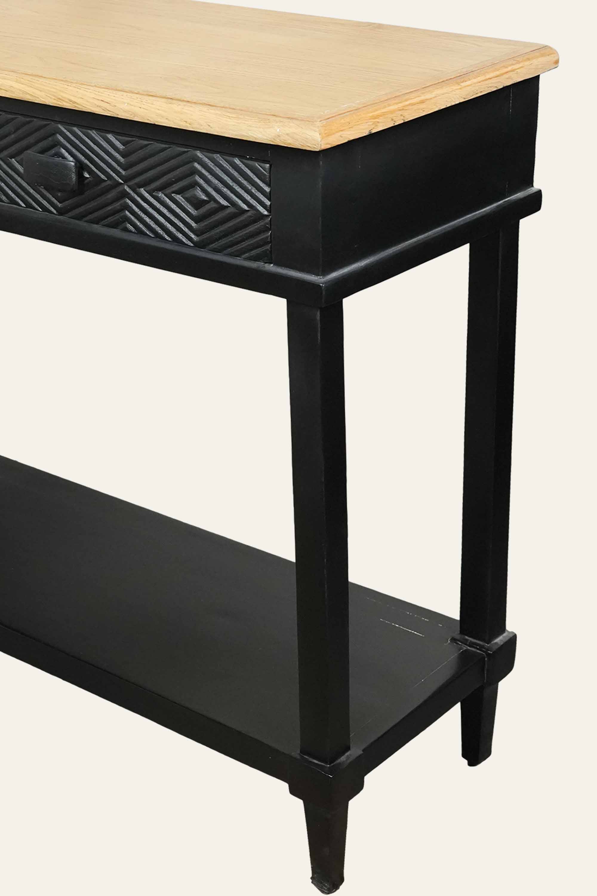Dual Toned Console Table with Storage Shelf and Drawers