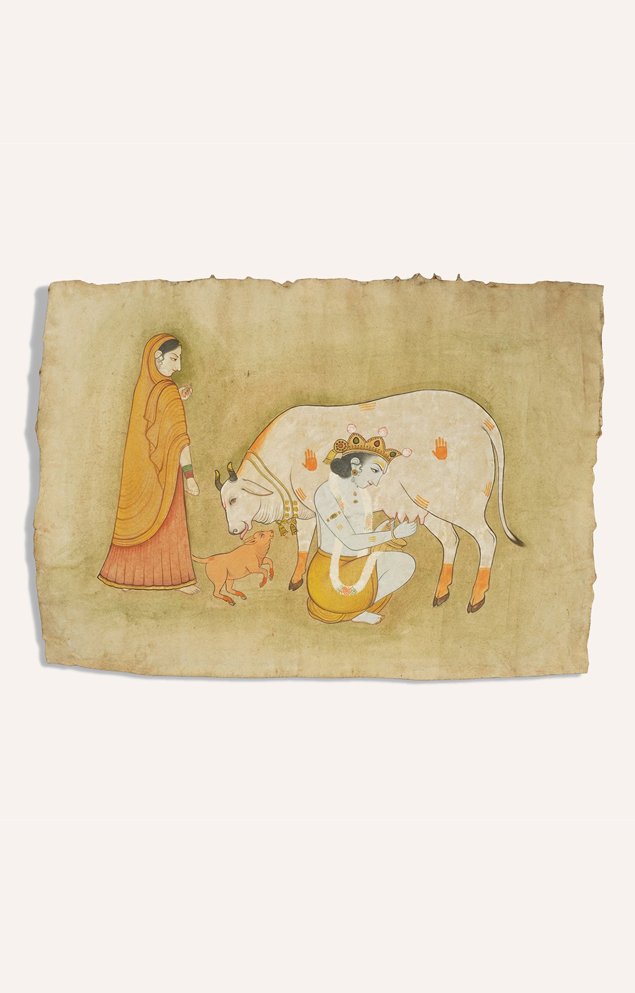 Krishna and Yashoda - Handmade Paper Watercolor Painting