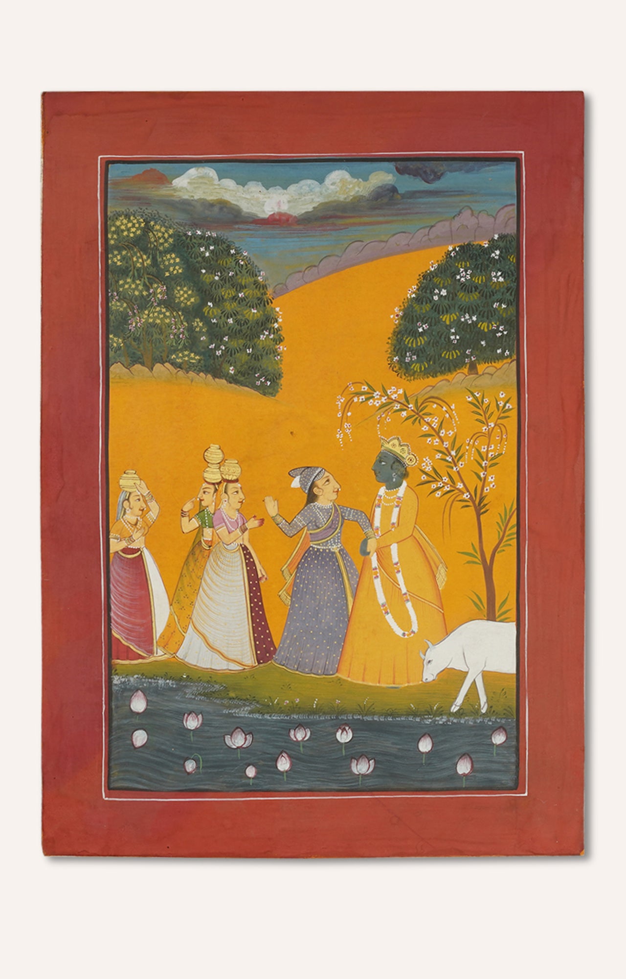 Radha-Krishna in Vrindavan - Kangra Painting
