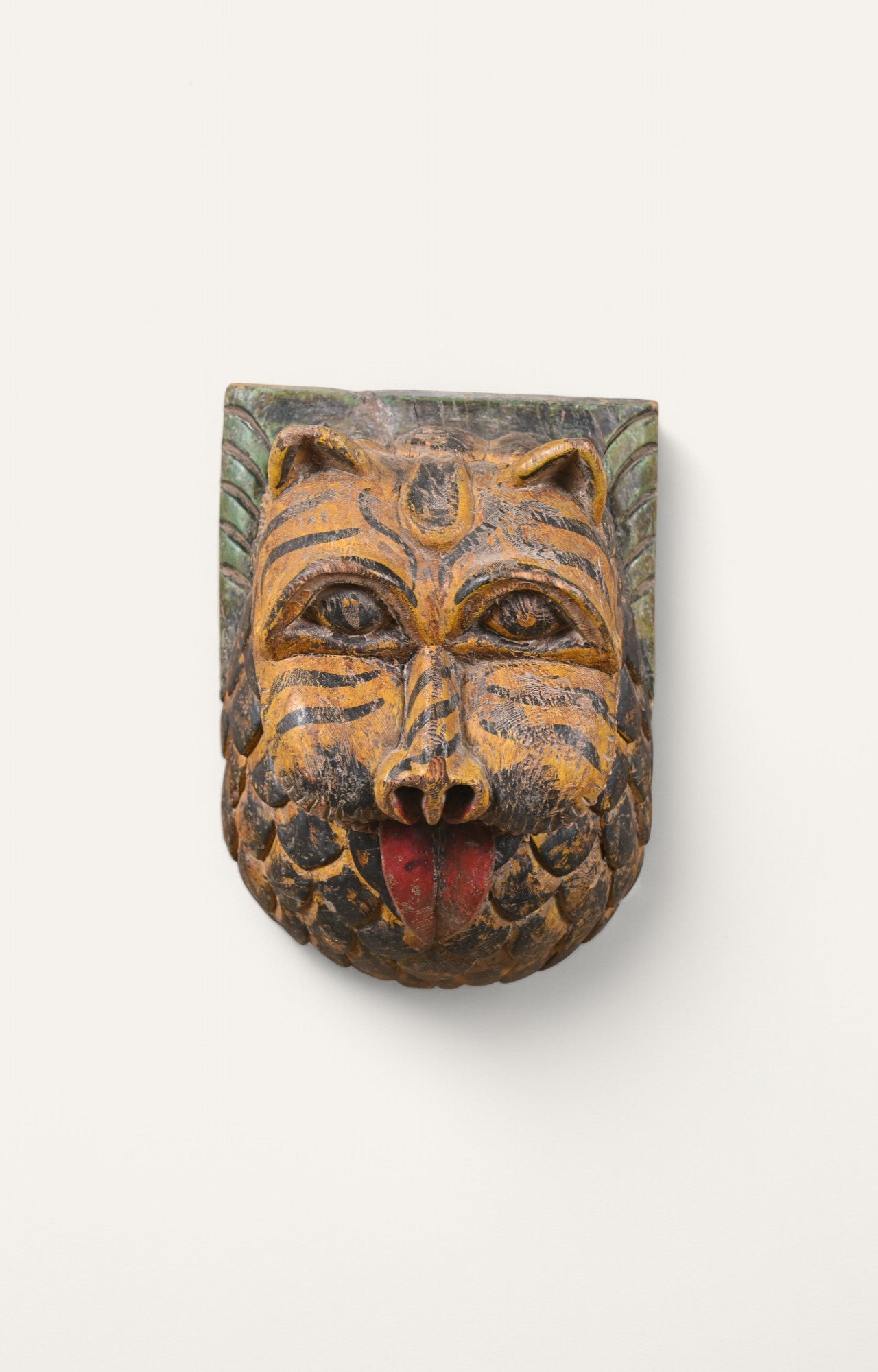 Hand-Carved Wooden Lion Mask