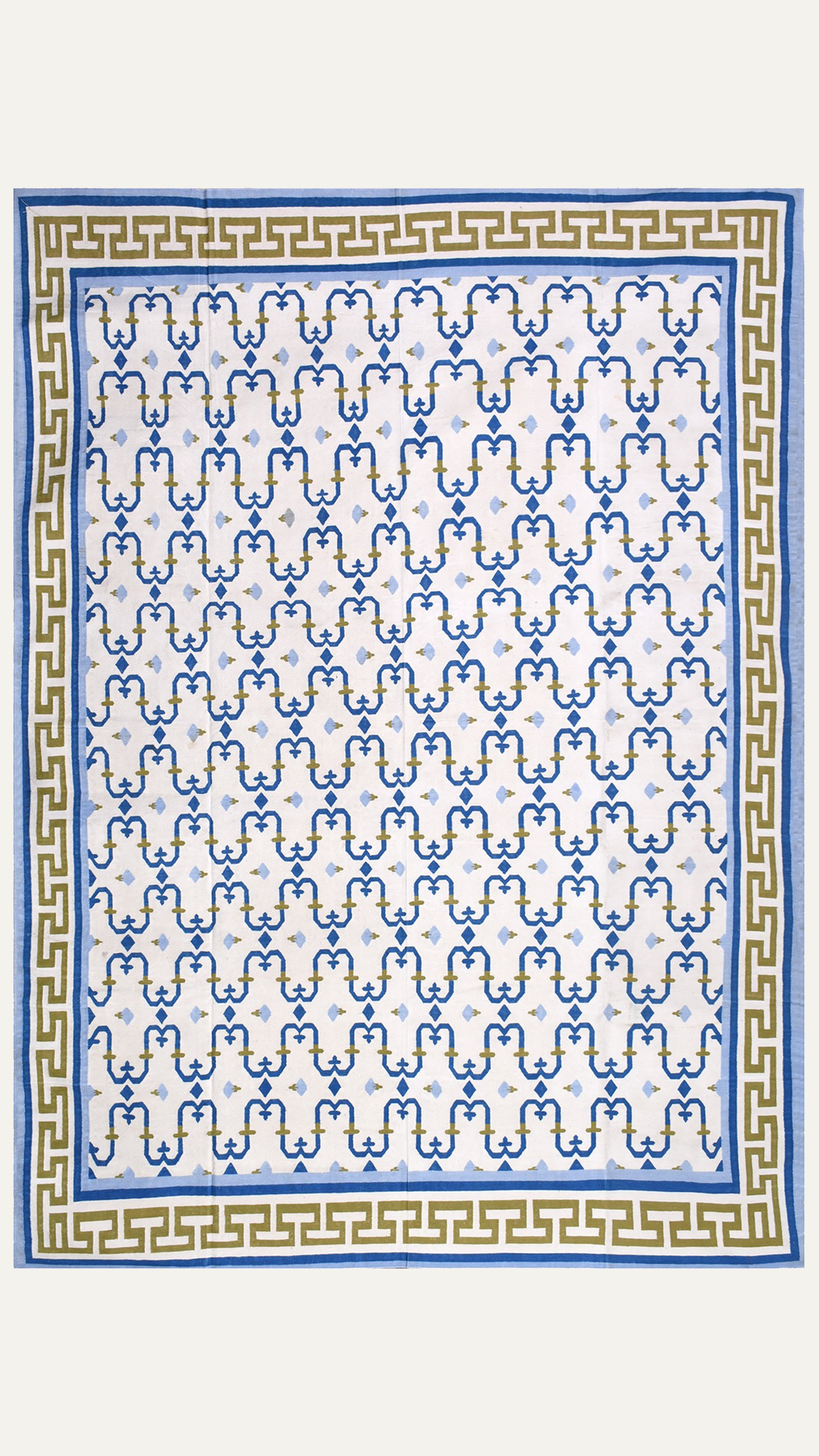 Handwoven Flatweave Geometric Pattern Cotton Rug