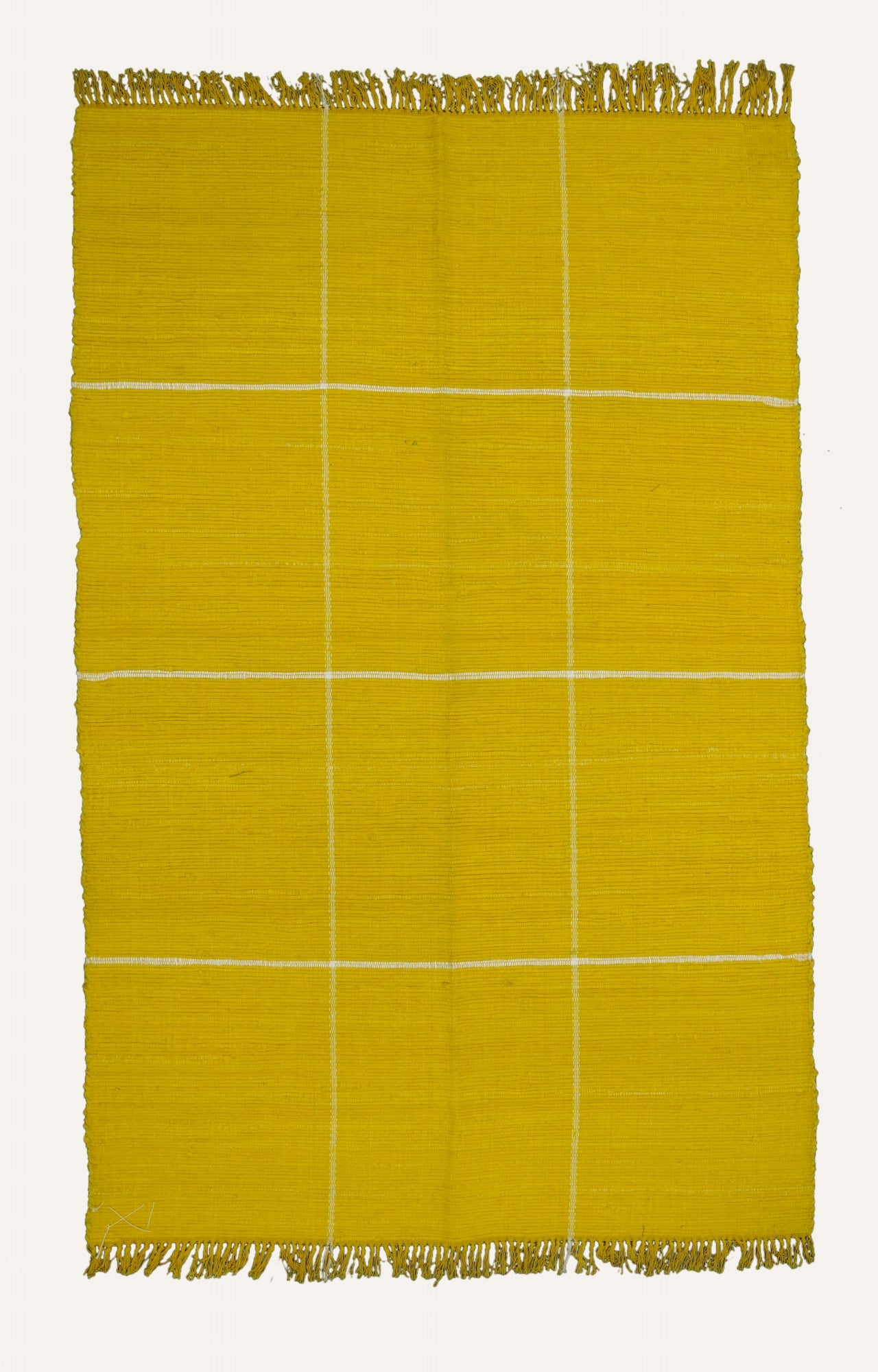 Musturd Cotton Rug with Tassels