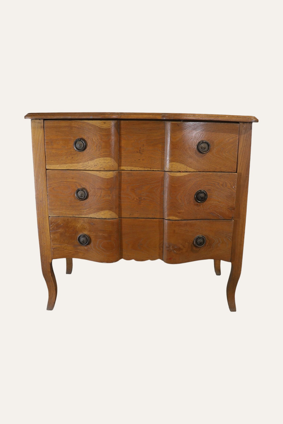 French Style Curved Front 3-Drawer Chest of Drawers
