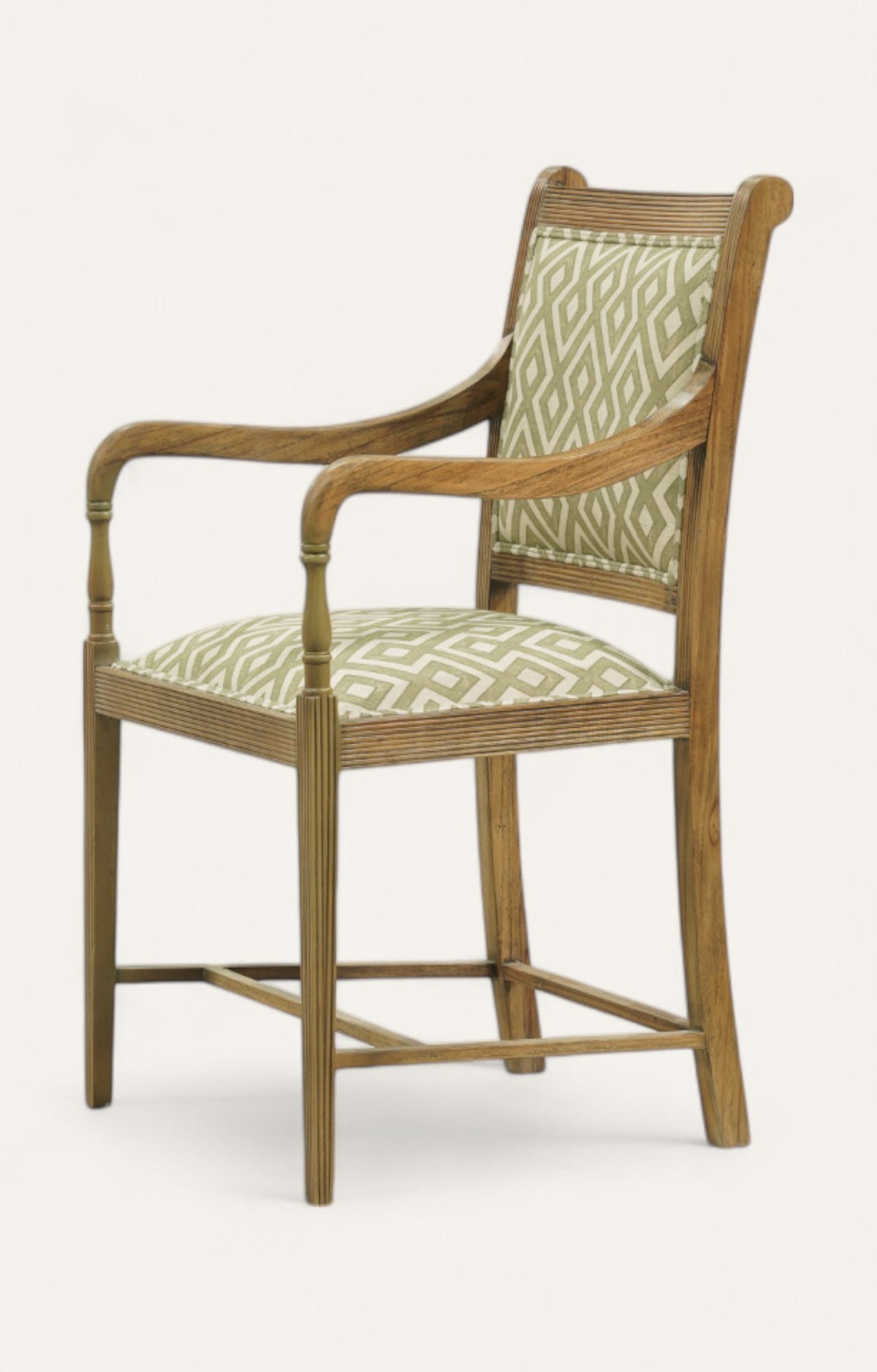 Colonial High Arm Chair in Printed Fabric