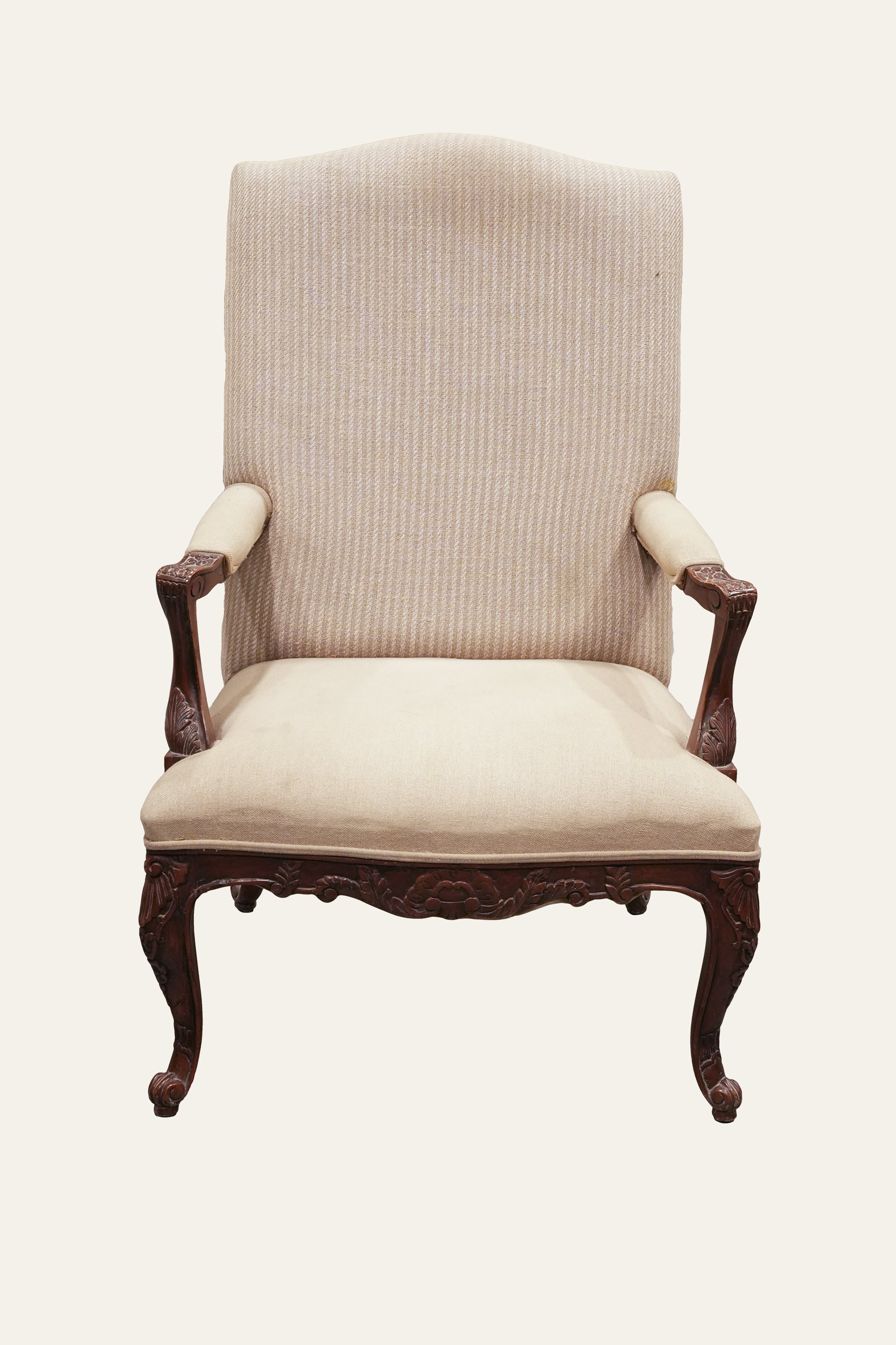 French Style Wooden Carved High Back Armchair