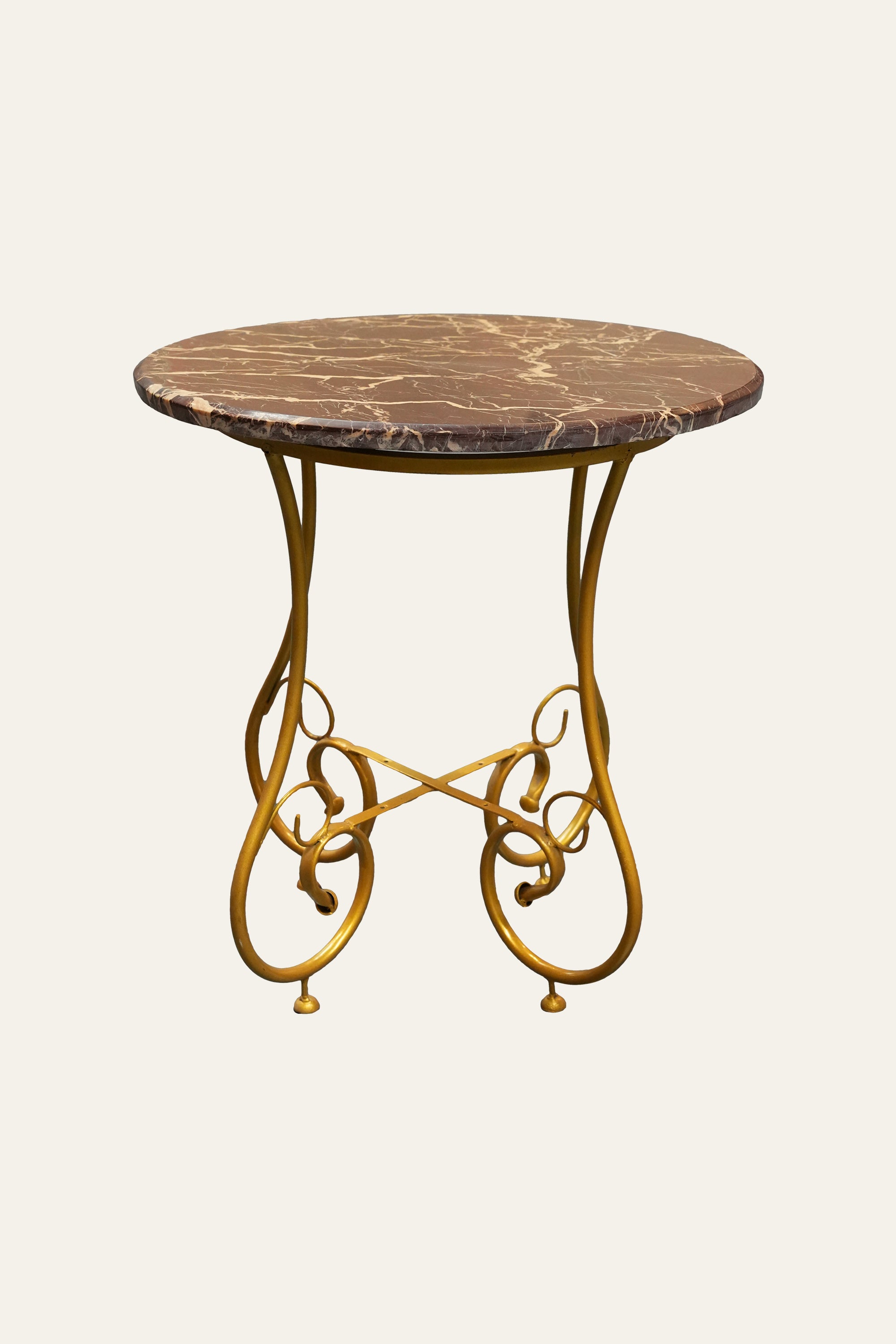 Bidasar Marble Side Table with Gold Metal Base