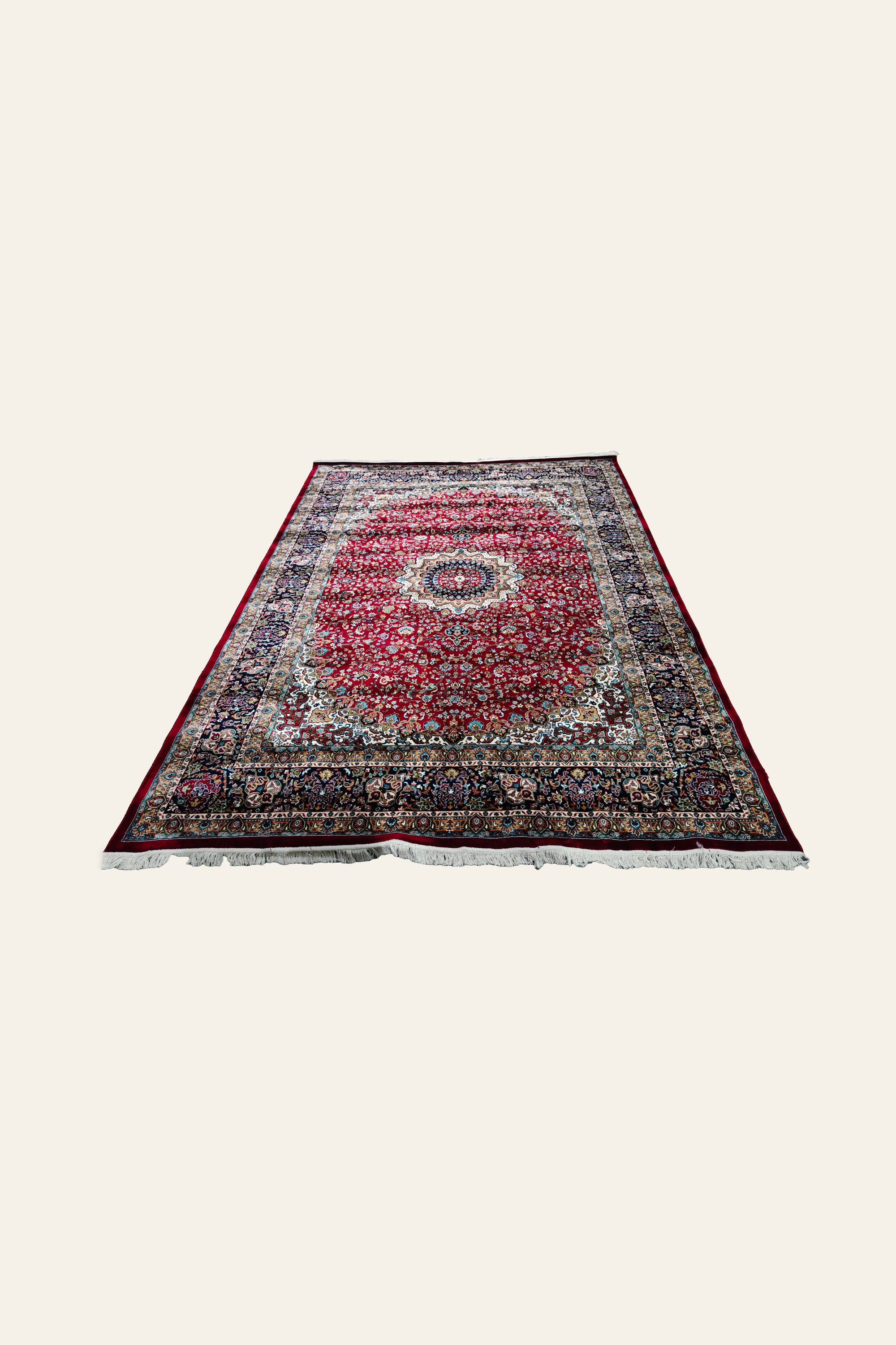 9 x 12 ft Crimson Oriental Medallion Tufted Carpet for Living Room