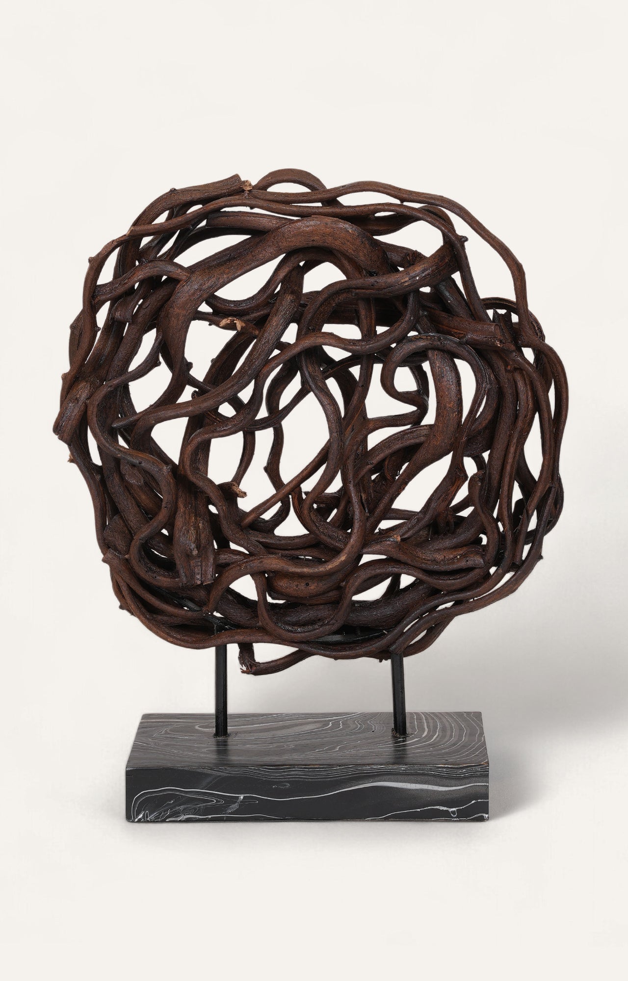 Abstract Wooden Sculpture on Metal Stand
