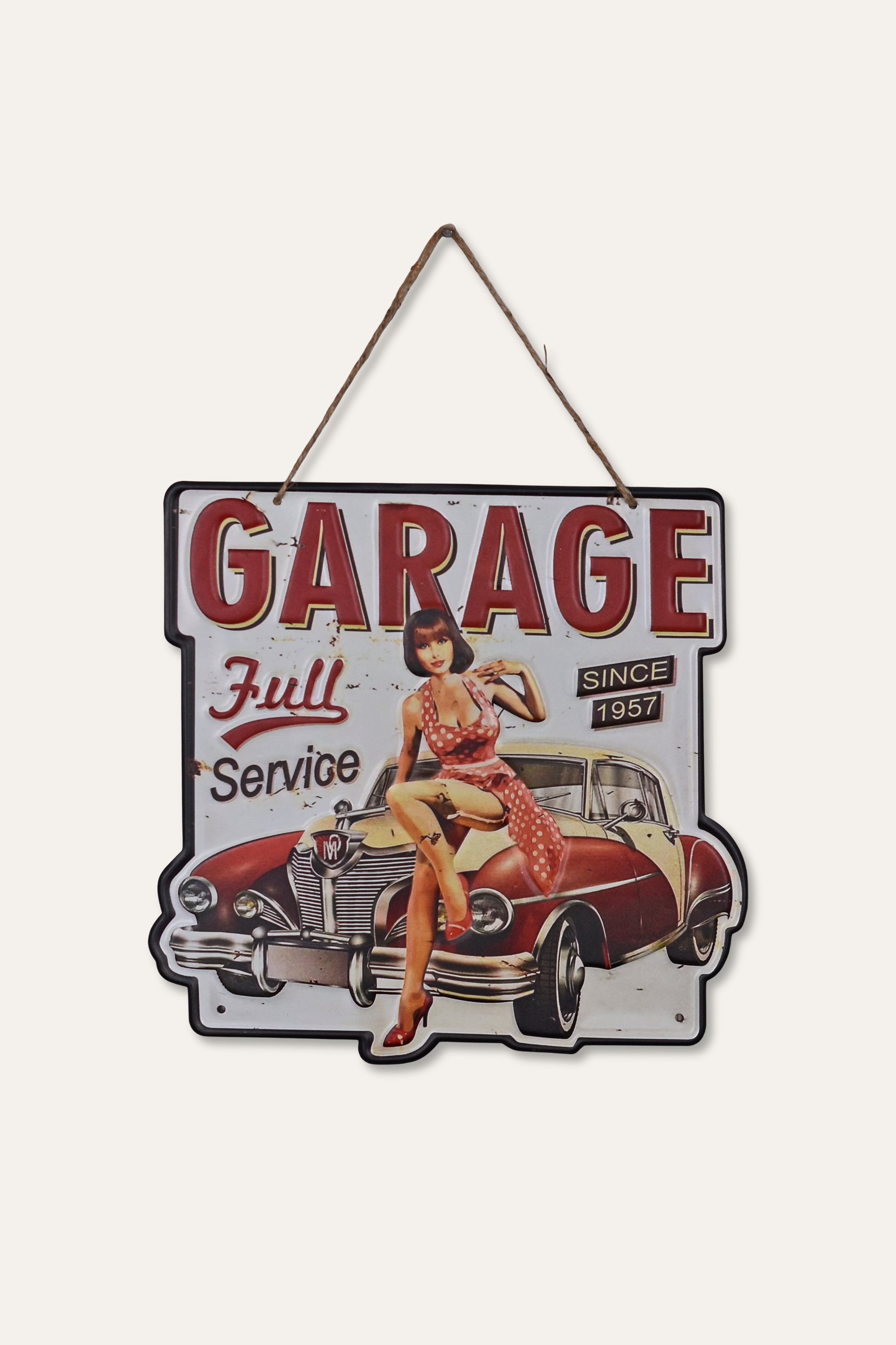 Vintage Car Pin Up Girl Retro Metal Wall Décor