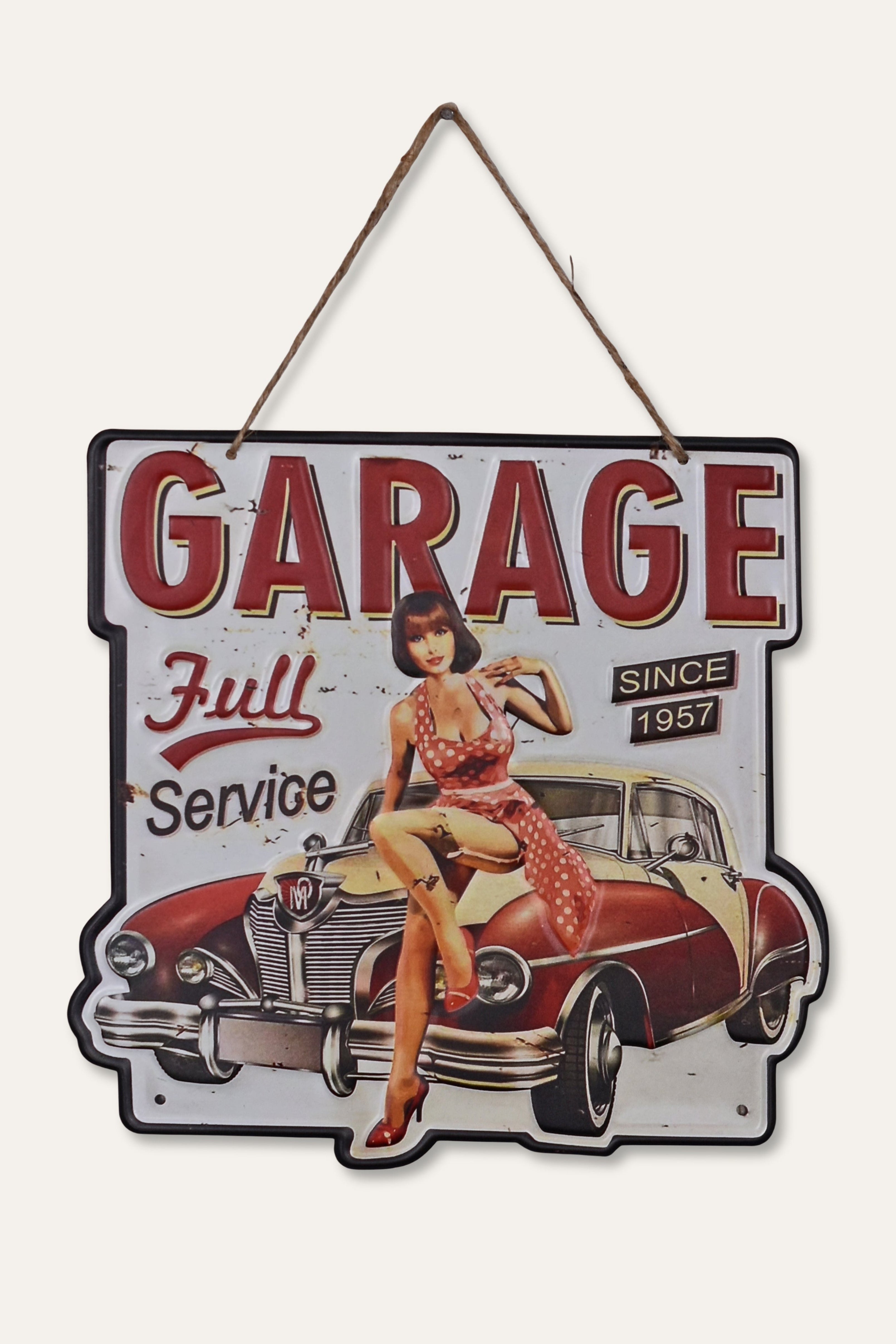 Vintage Car Pin Up Girl Retro Metal Wall Décor