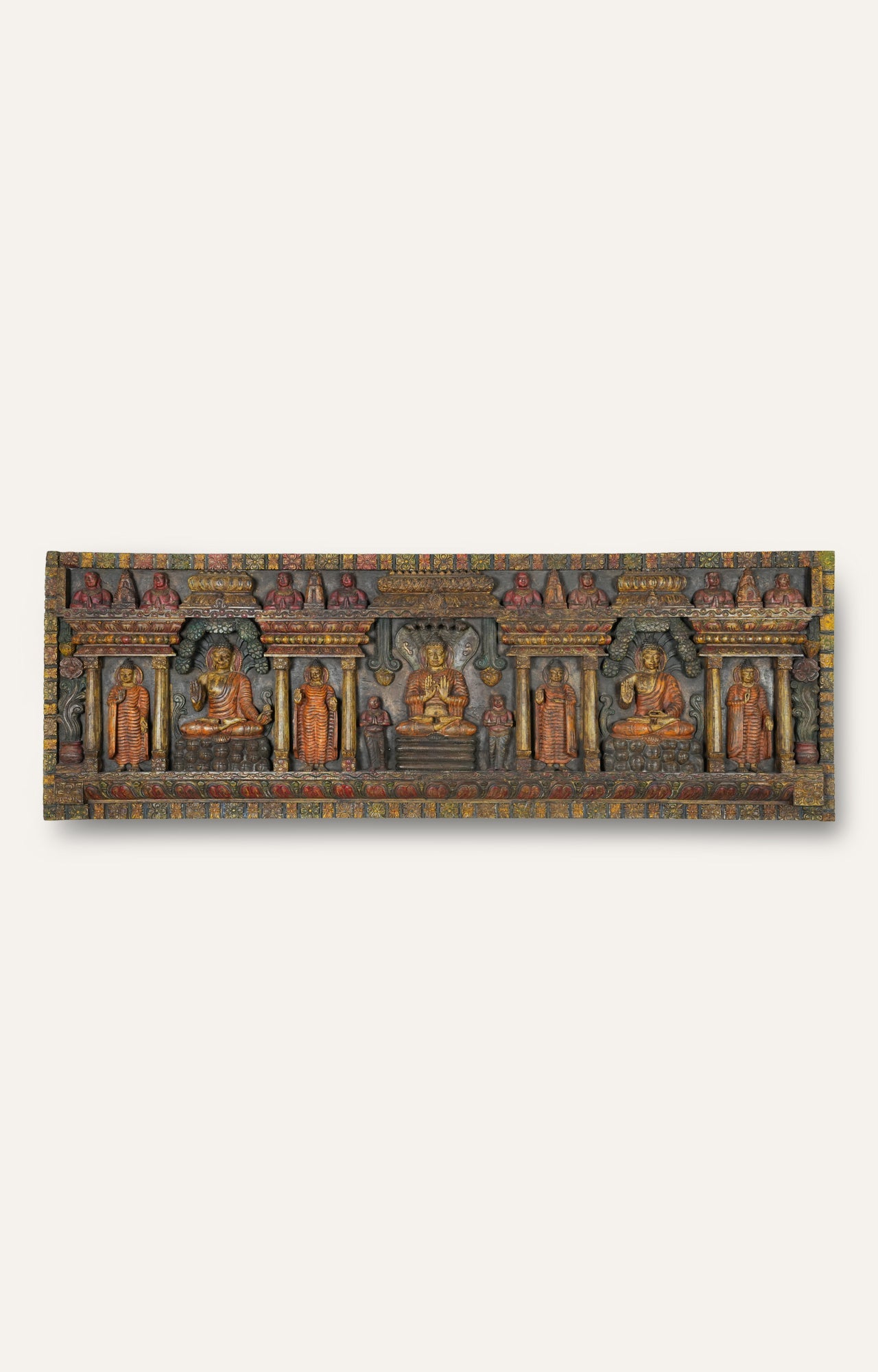 Handcrafted Multi-Panel Buddha Wooden Wall Art