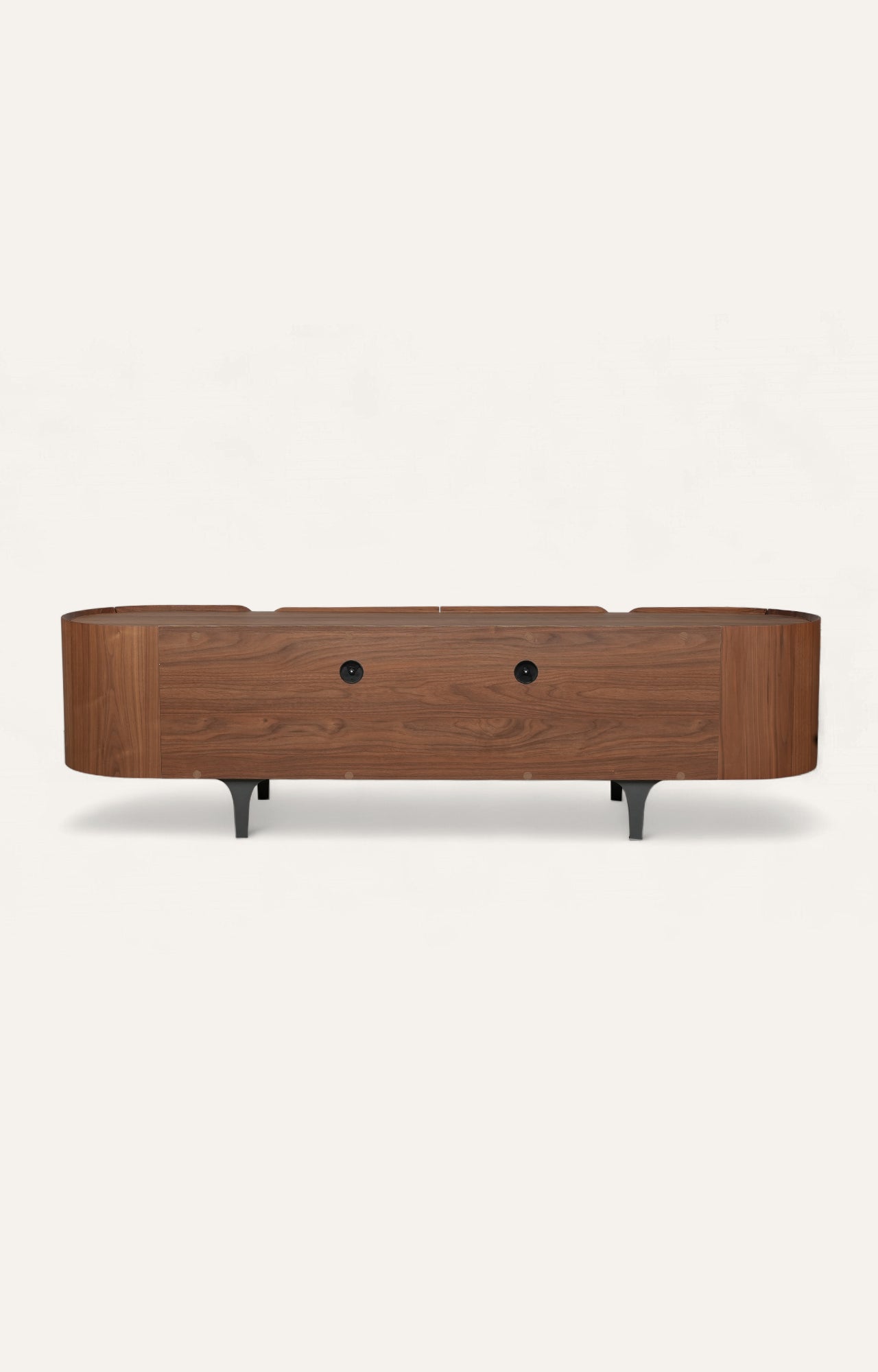 Curved Walnut TV Cabinet with Storage for Modern Living Rooms