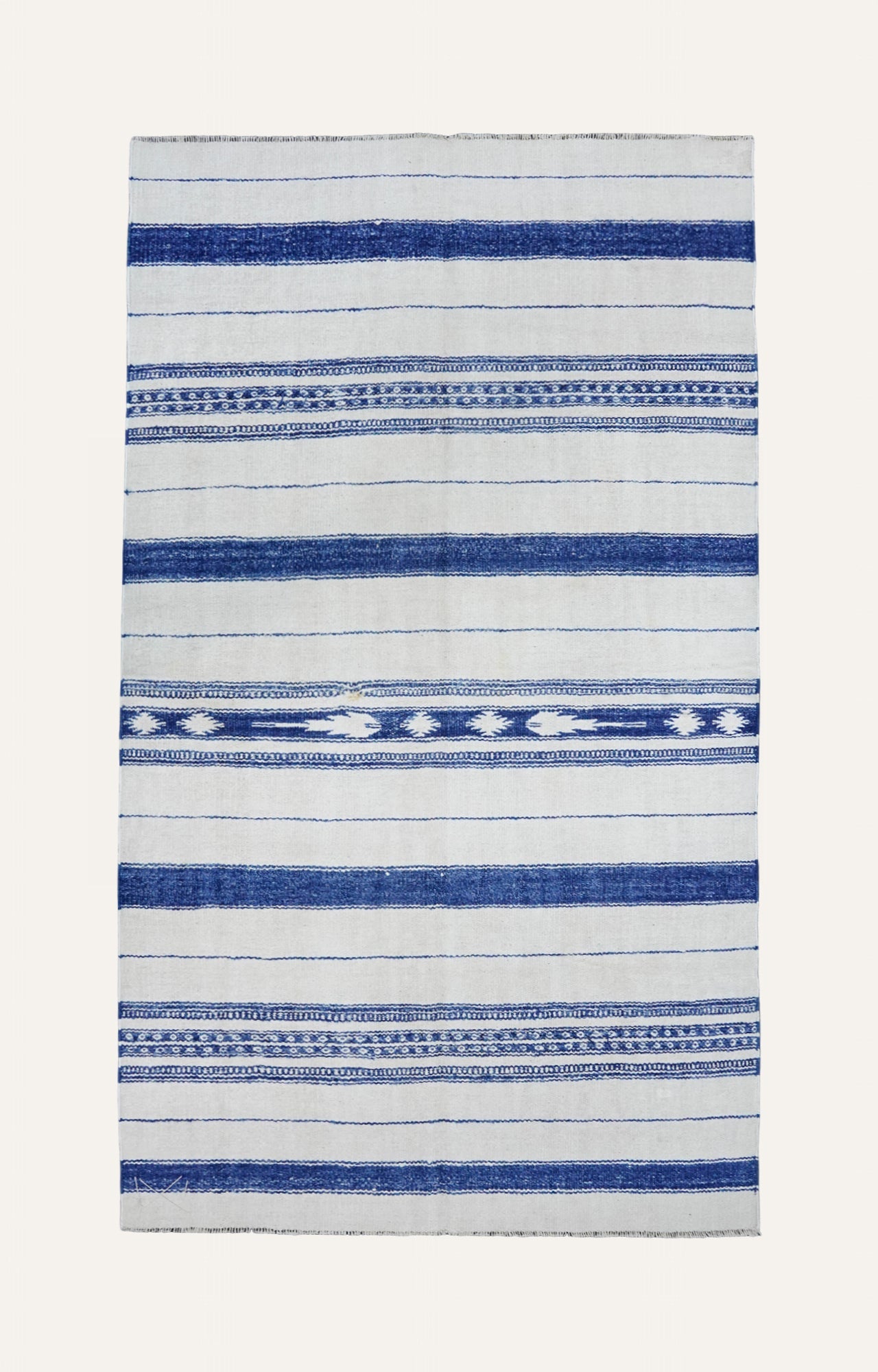 Blue Stripes Handwoven Cotton Rug