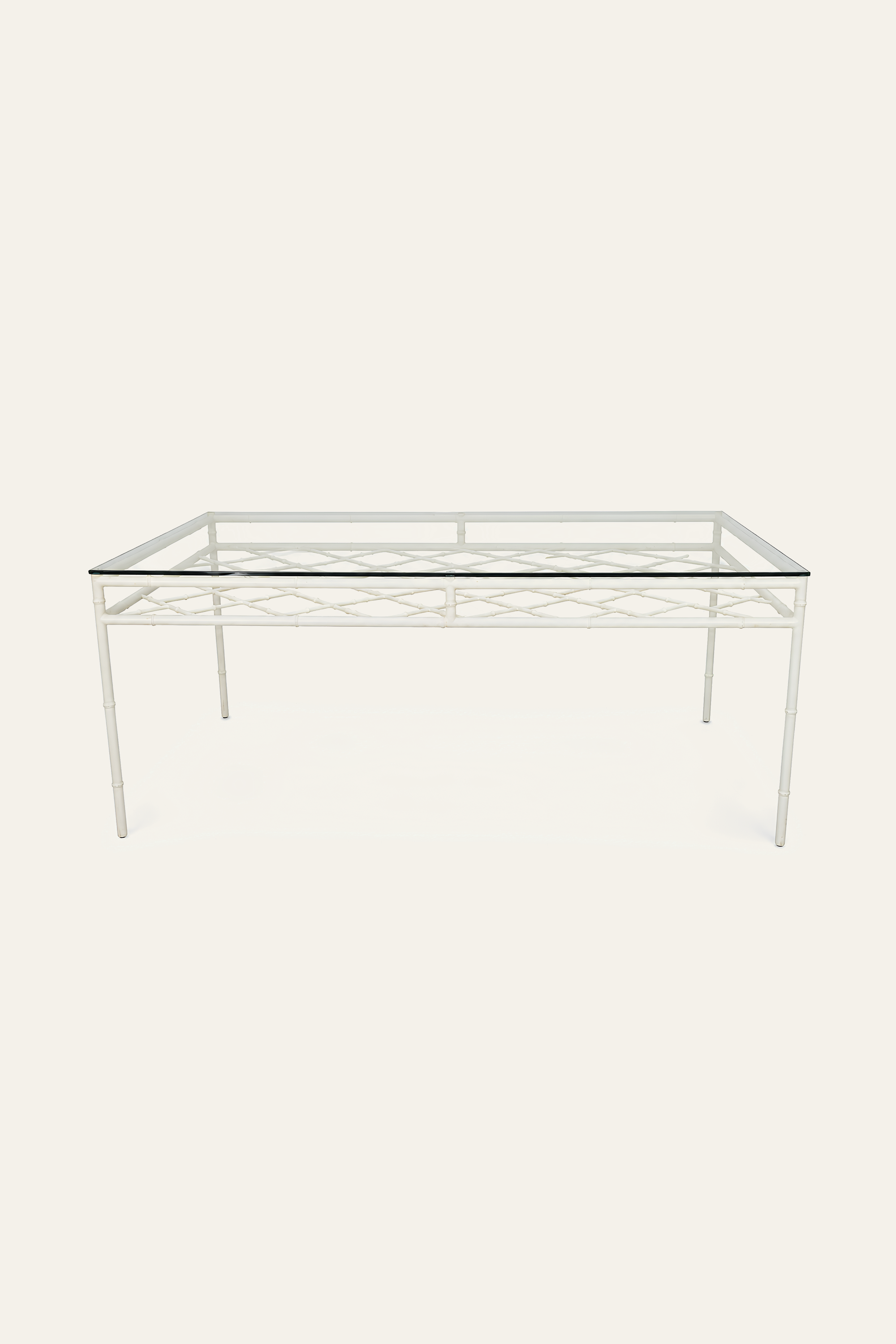 Bamboo Style Rectangular Glass Top Dining Table