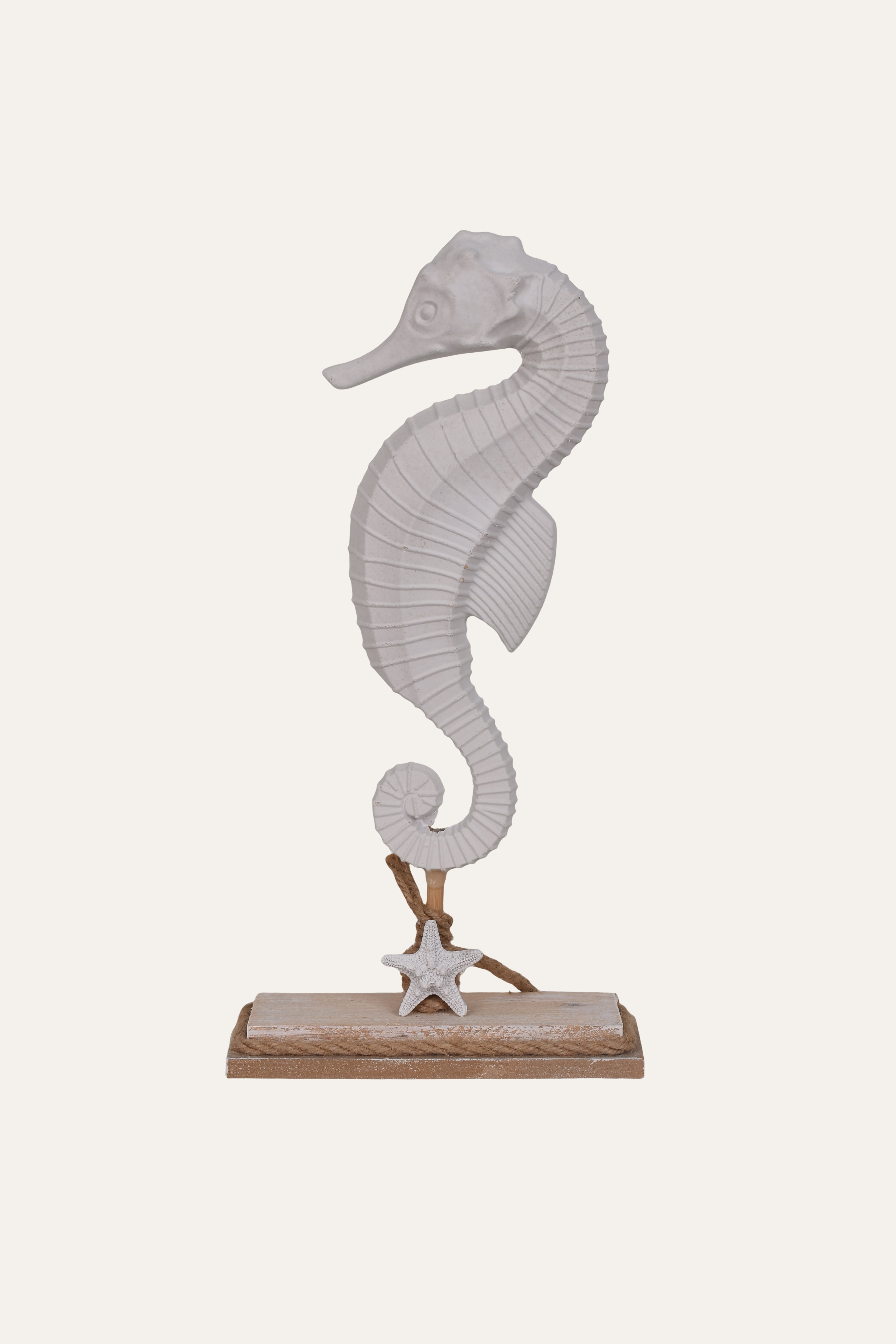 Coastal White Seahorse Resin Table Décor