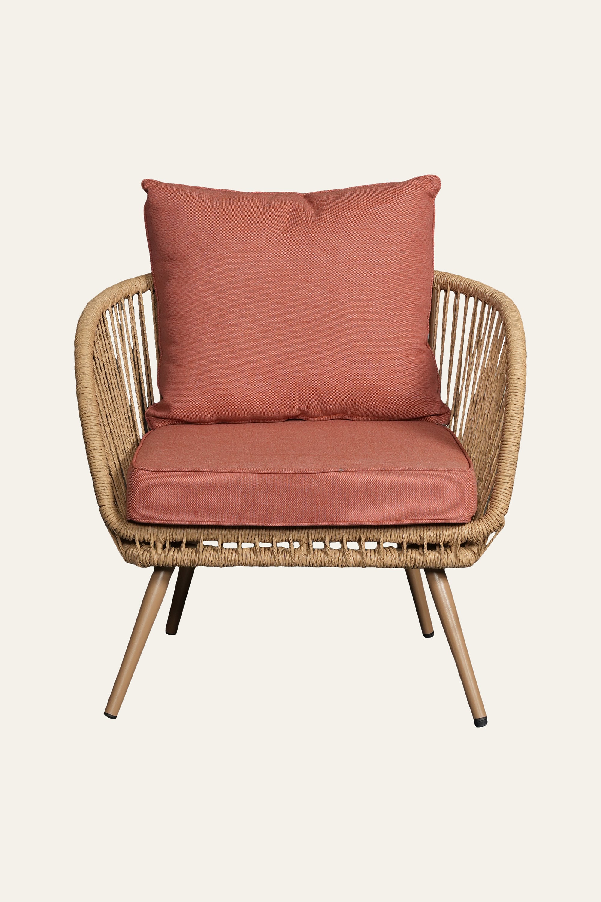 Terracotta Metal and Nylon Ropes Outdoor Armchair