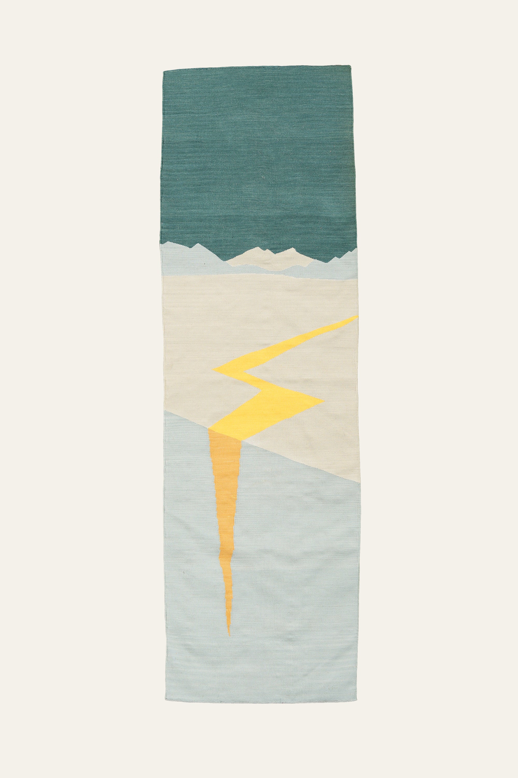 Pastel Blue Landscape Yoga Mat with Yellow Lightning Motif