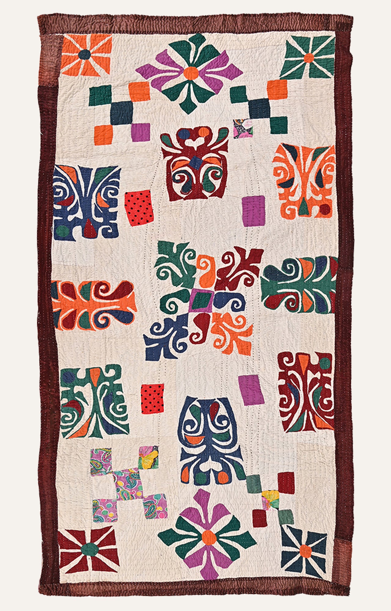 Vibrant Rajbari Applique Wall Hanging with Geometric and Floral Motifs