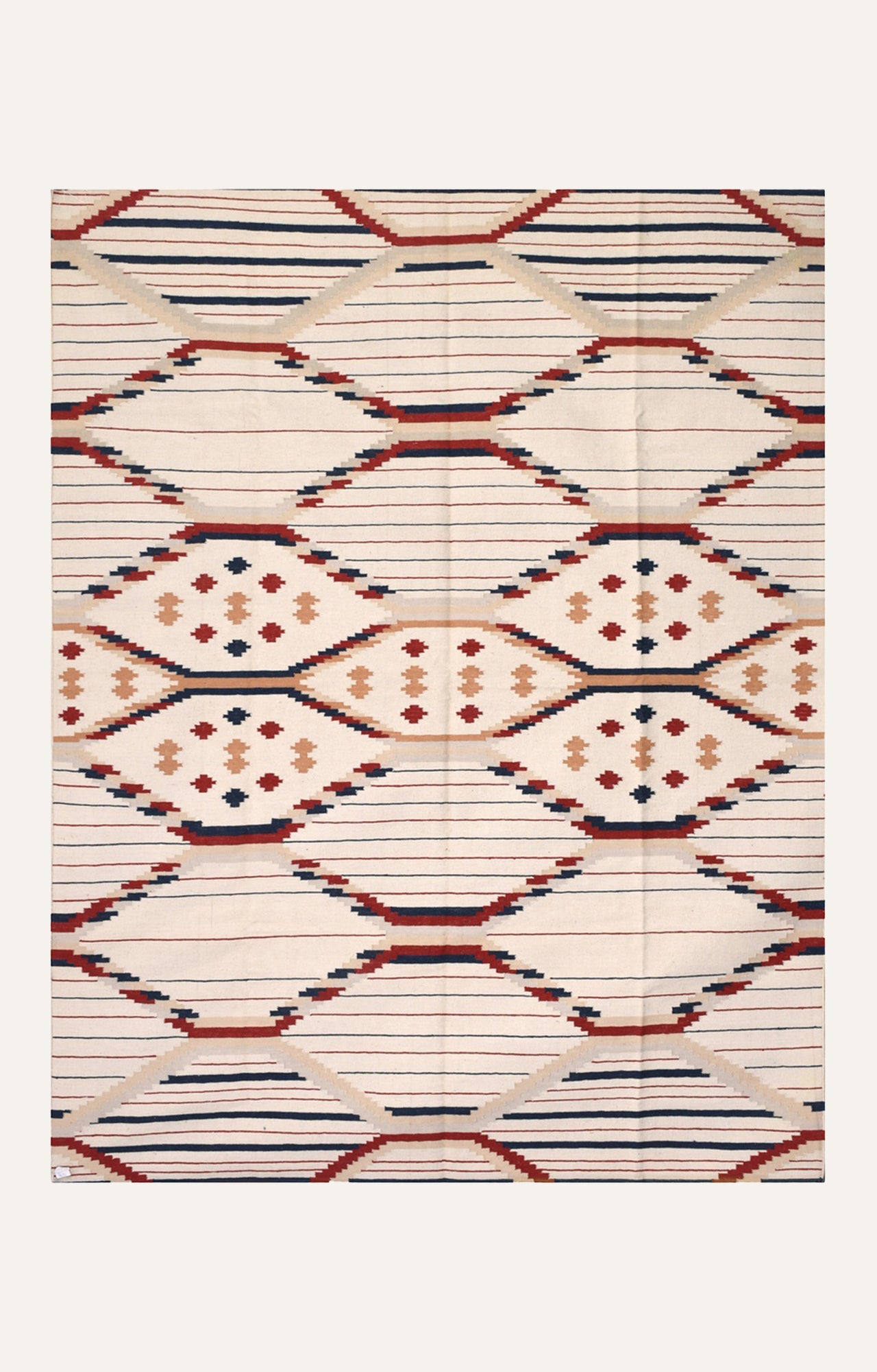 Striped Diamond Ivory Flatweave Rug