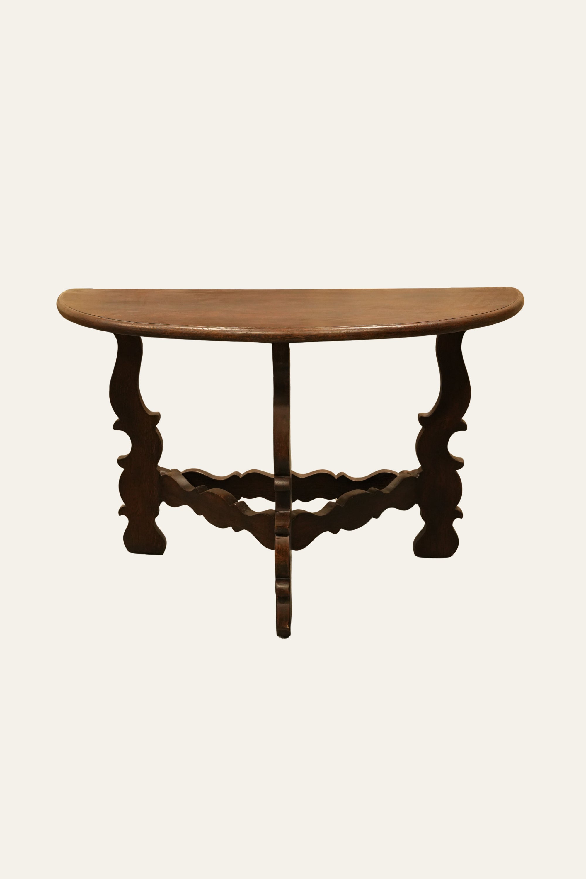 Louis IX Carved Wooden Half Round Console Table