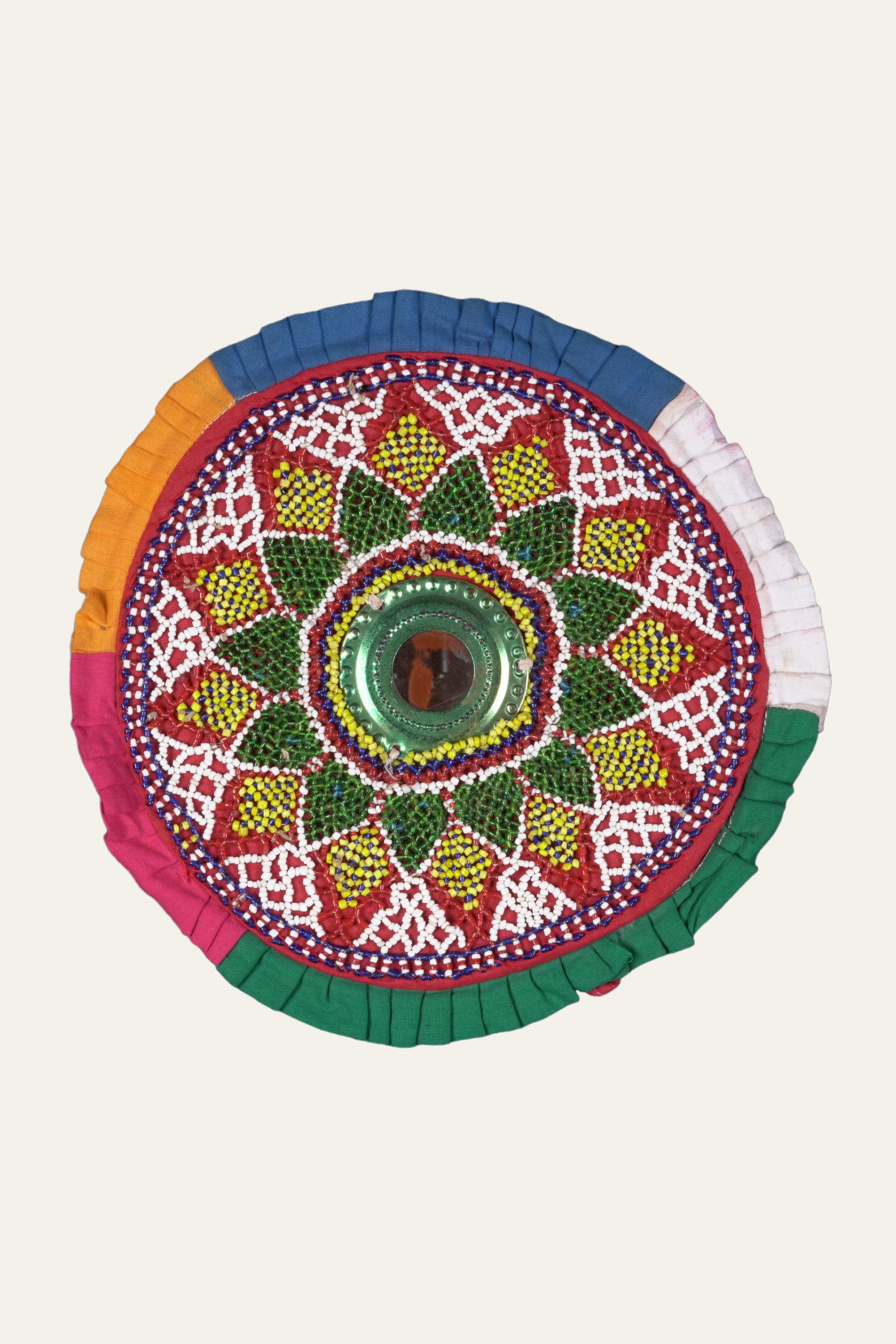 Red Floral Mandala Beaded Wall Hanging