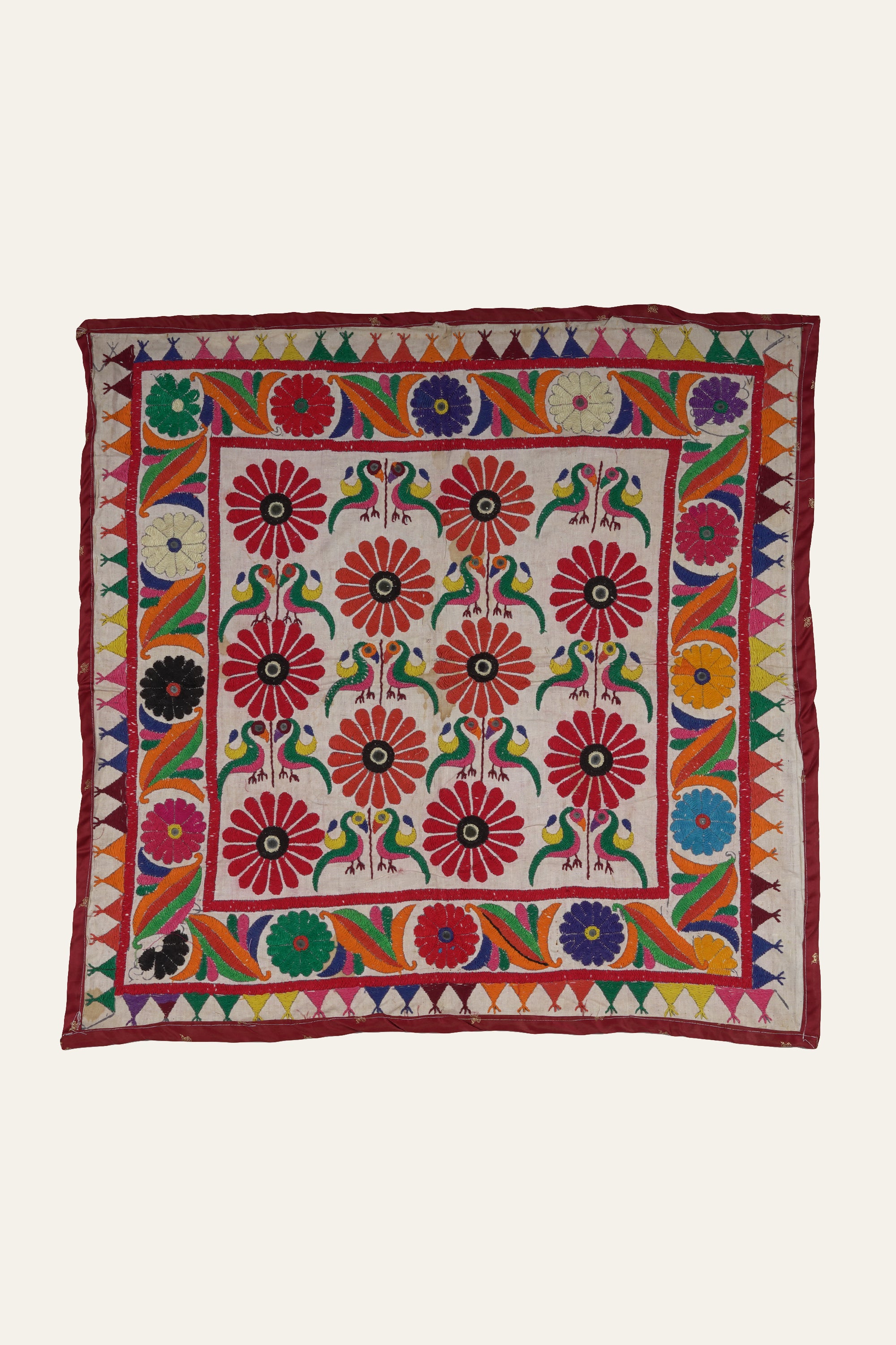 Floral Medallion Vintage Gujarati Wall Tapestry
