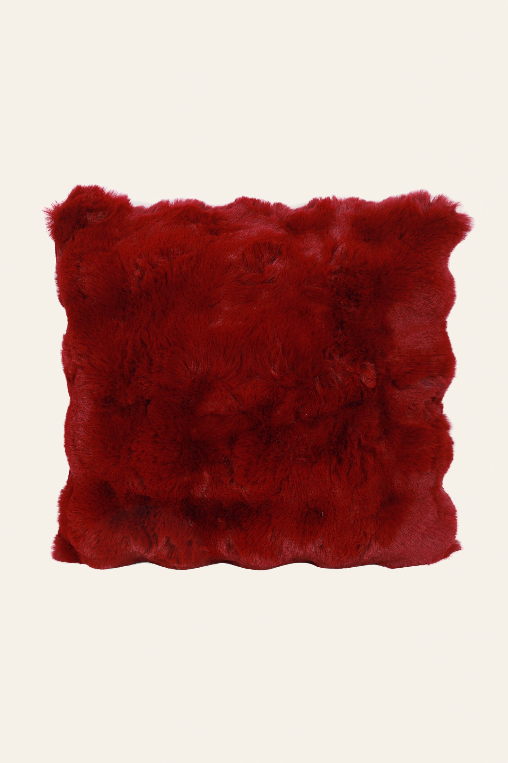 Dark Red Fur Cushion for Living Room Chair