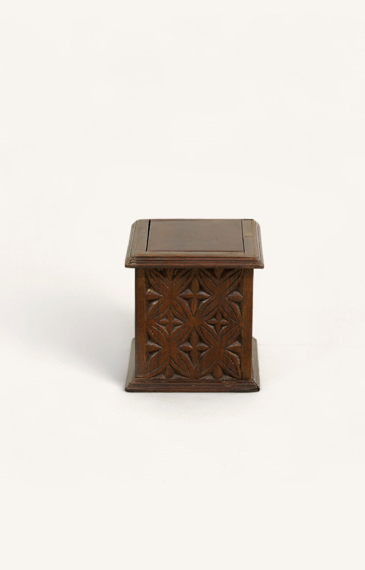 Carved Acacia Wood Lidded Box