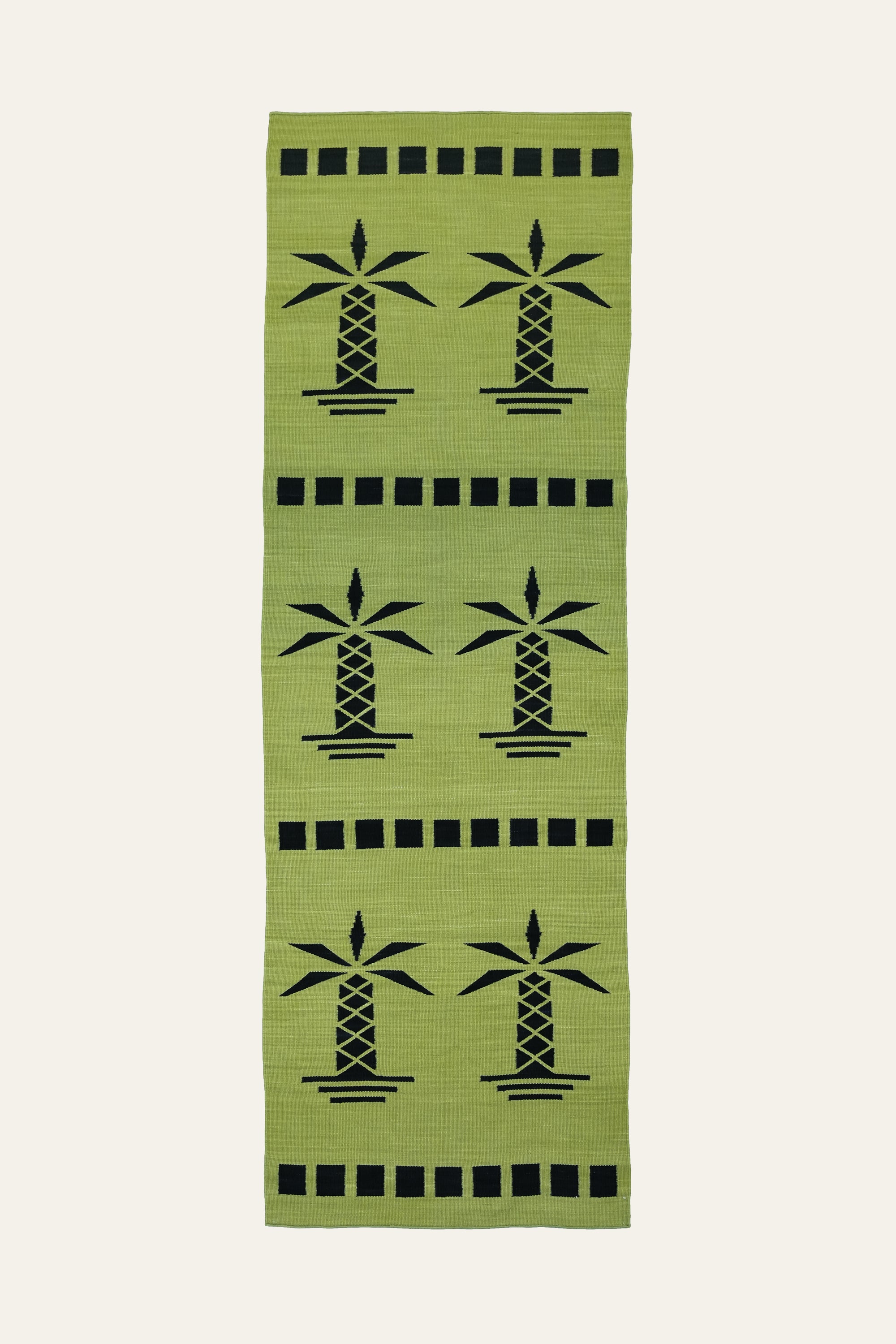 Palm Tree Motif Yellow Handwoven Cotton Yoga Mat