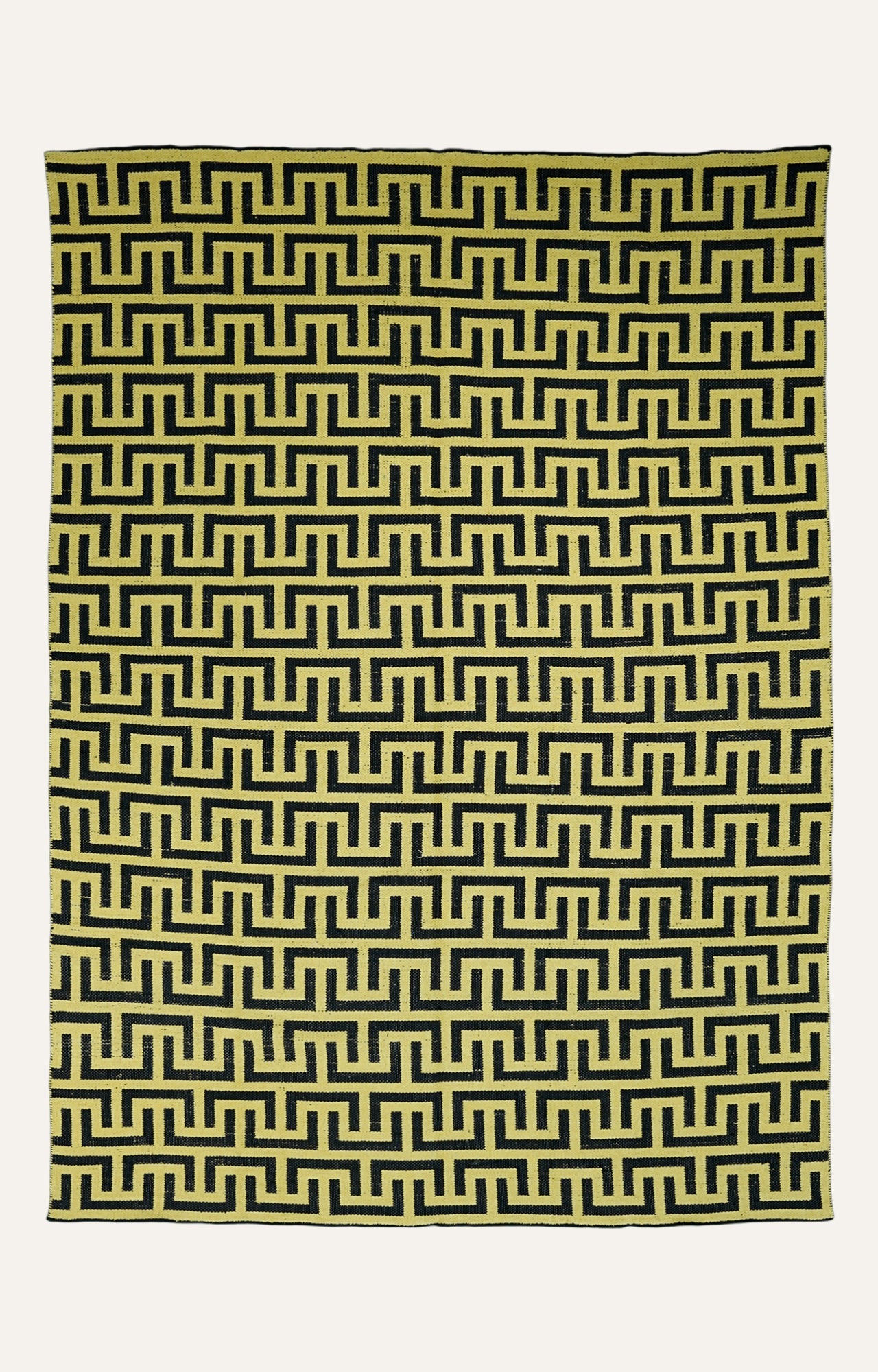 Bold Maze Mustard & Black Flatweave Rug