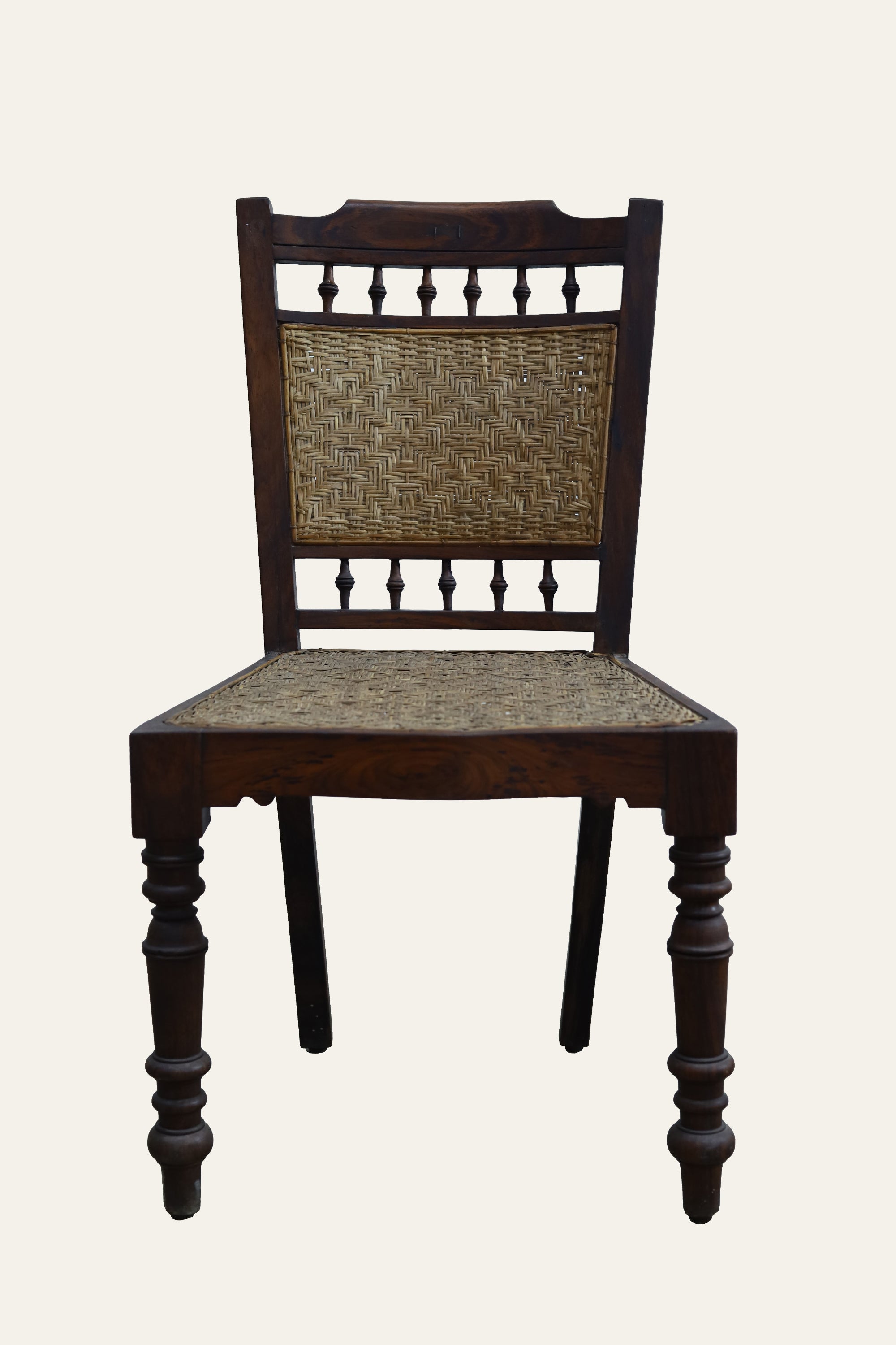 Natural Cane Back Accent Chair with Turned Wooden Legs