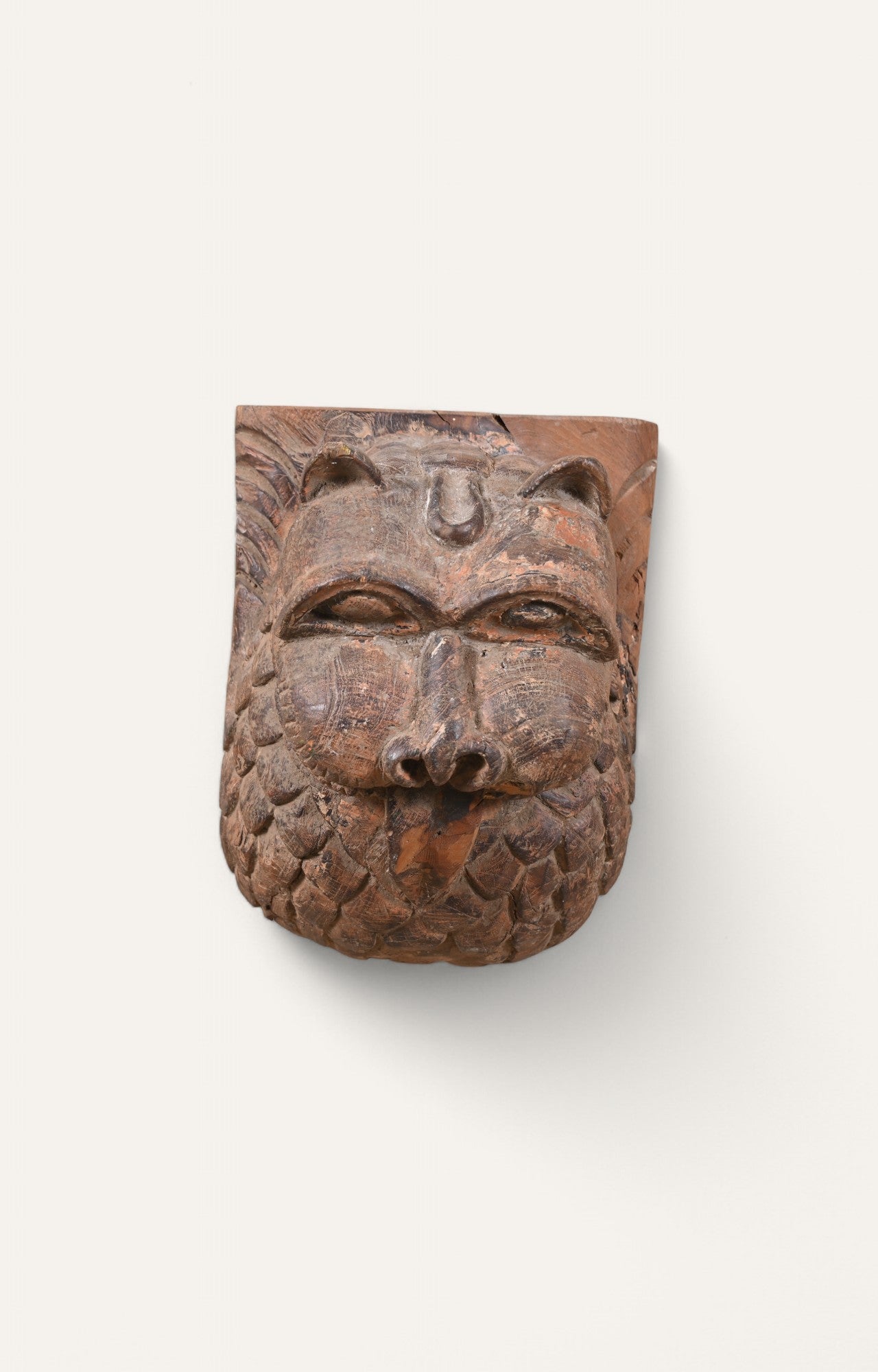 Hand-Carved Wooden Tiger Wall Mask