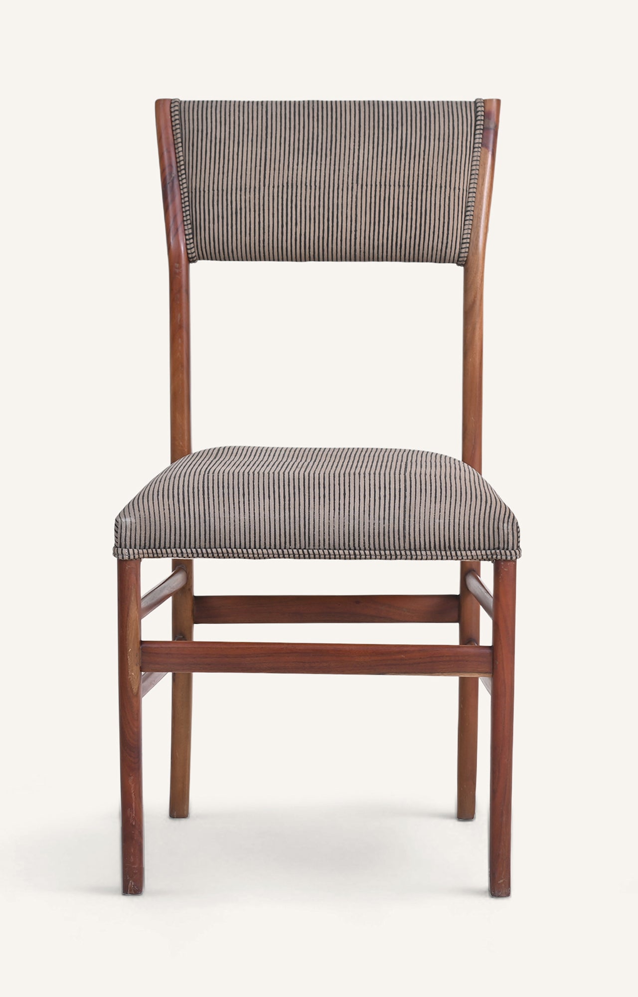 Wooden Dining Chair with Striped Cushion