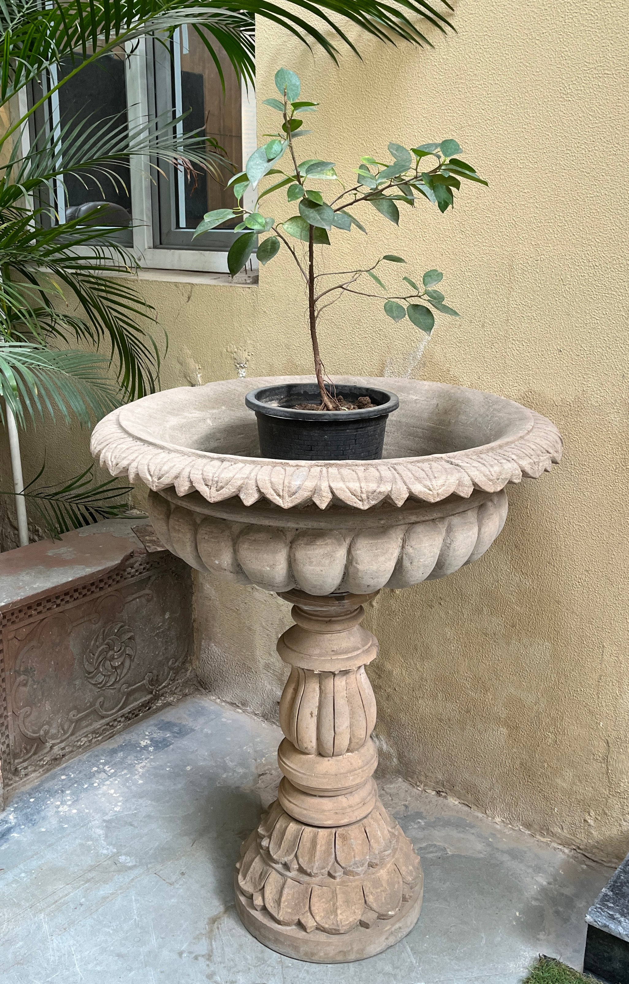 White Stone Flower Pot Planter