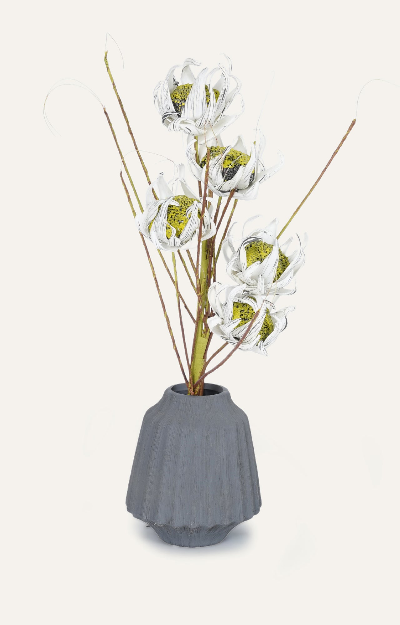 Decorative Fluted Grey Planter