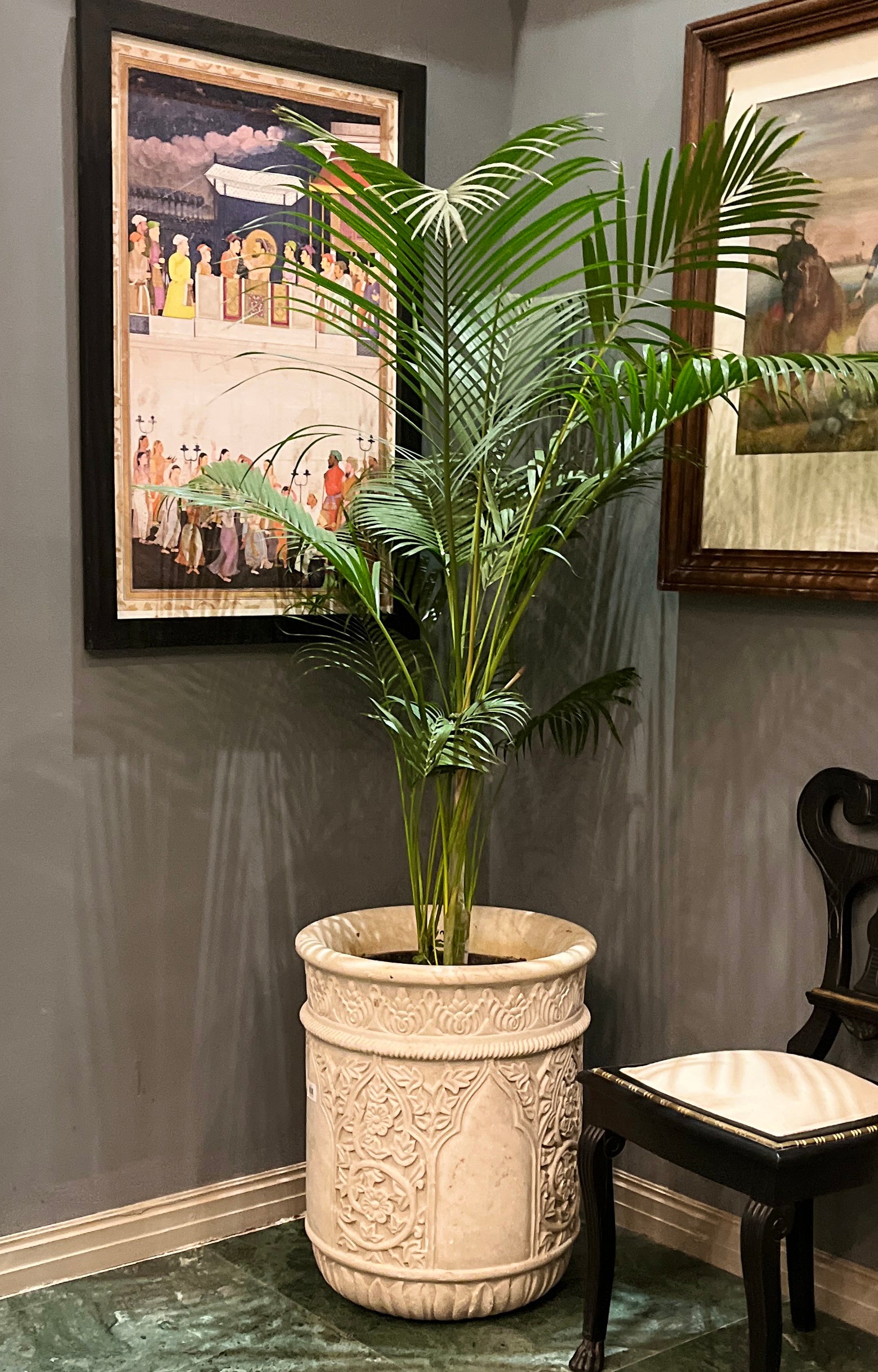 Handcrafted Floral Marble Indoor Planter