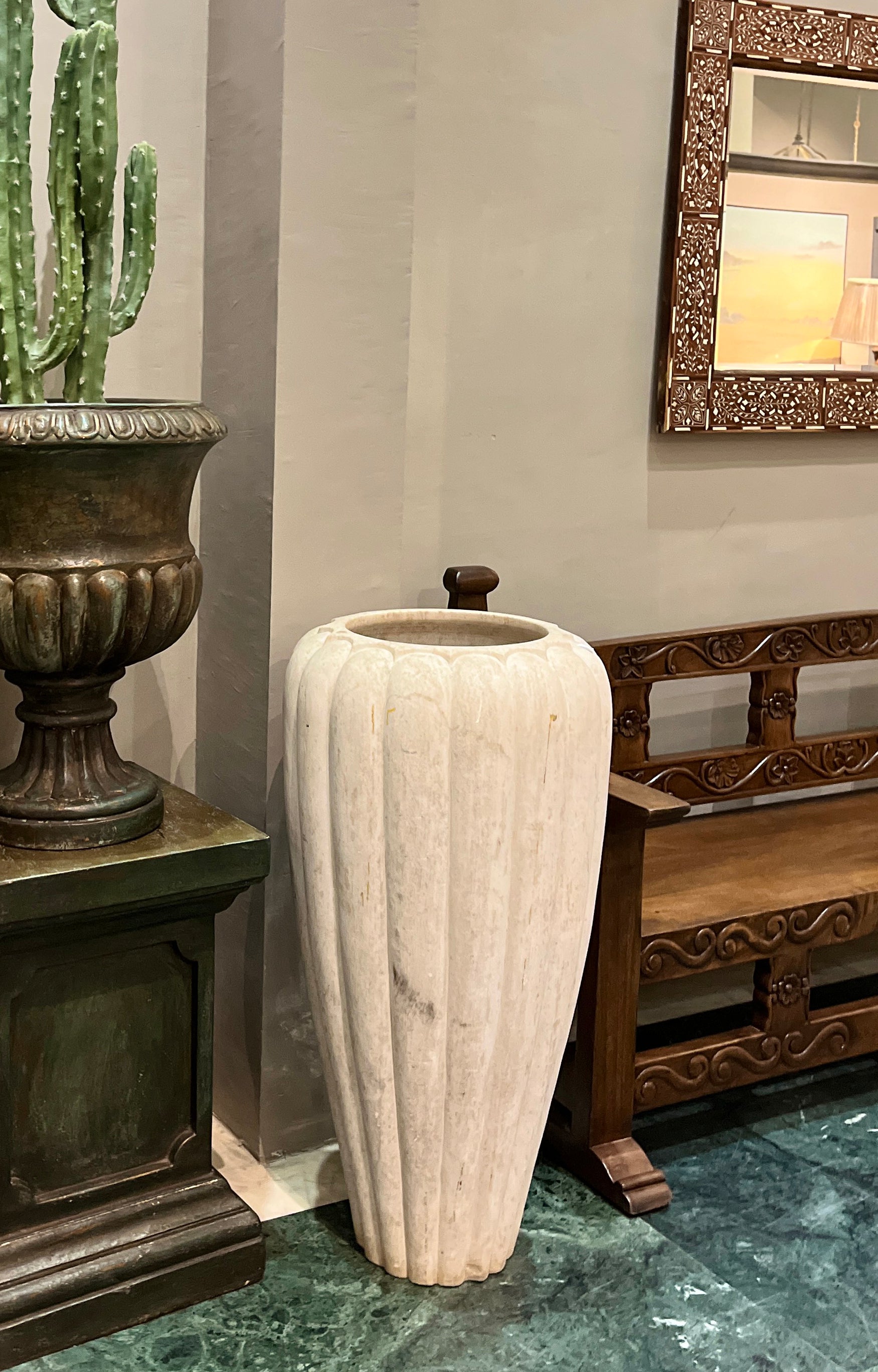 Long White Marble Pot Planters for indoor and outdoor