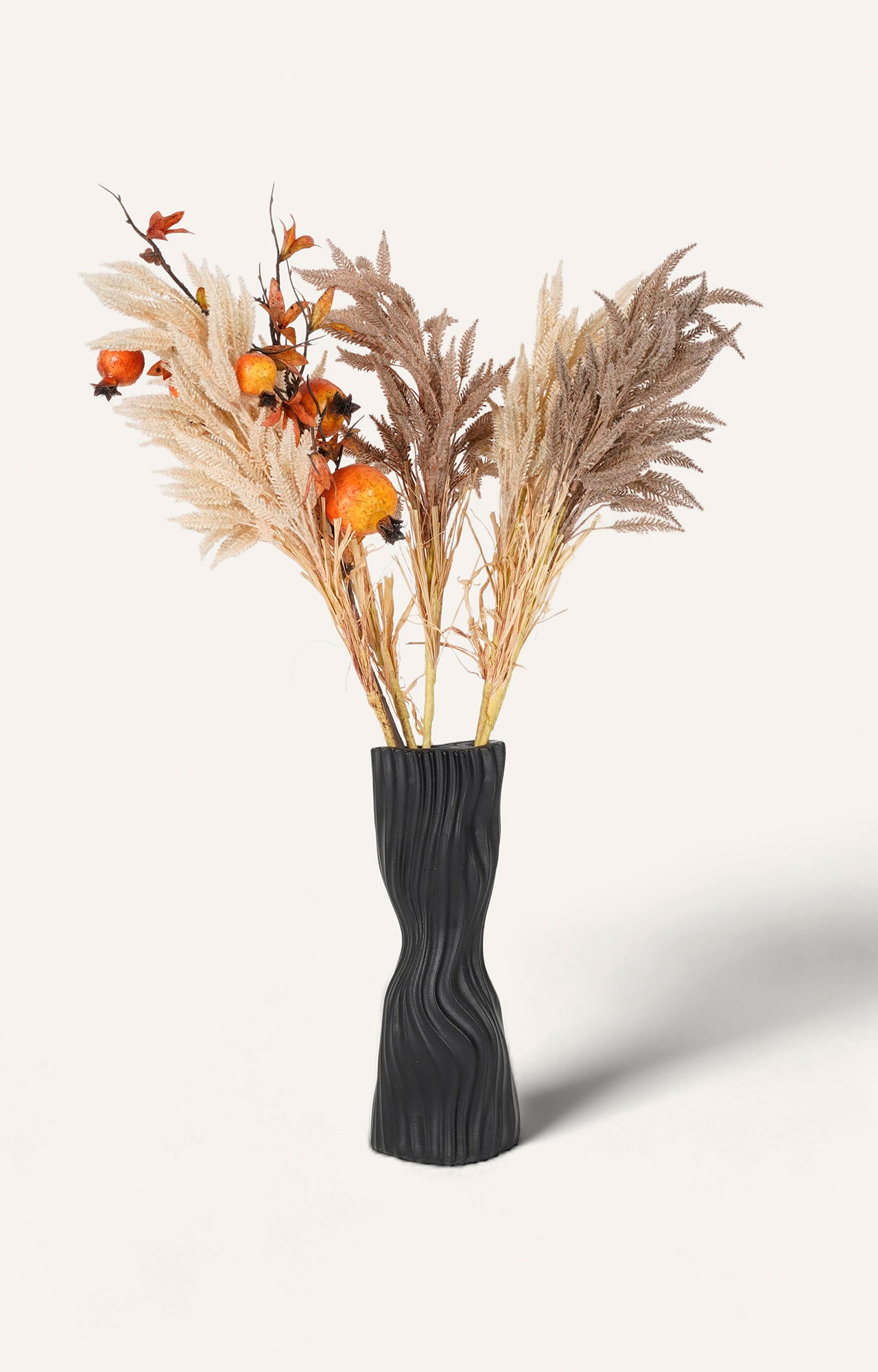 Black Ceramic Vase with twisted Rim