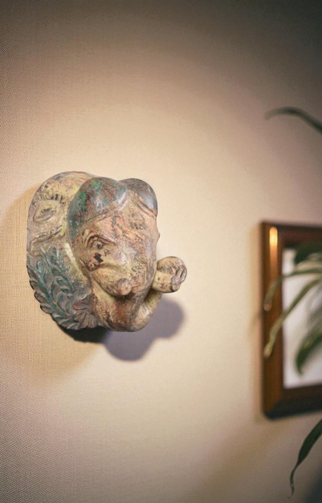 Abstract Hand-Carved Wooden Wall Mask