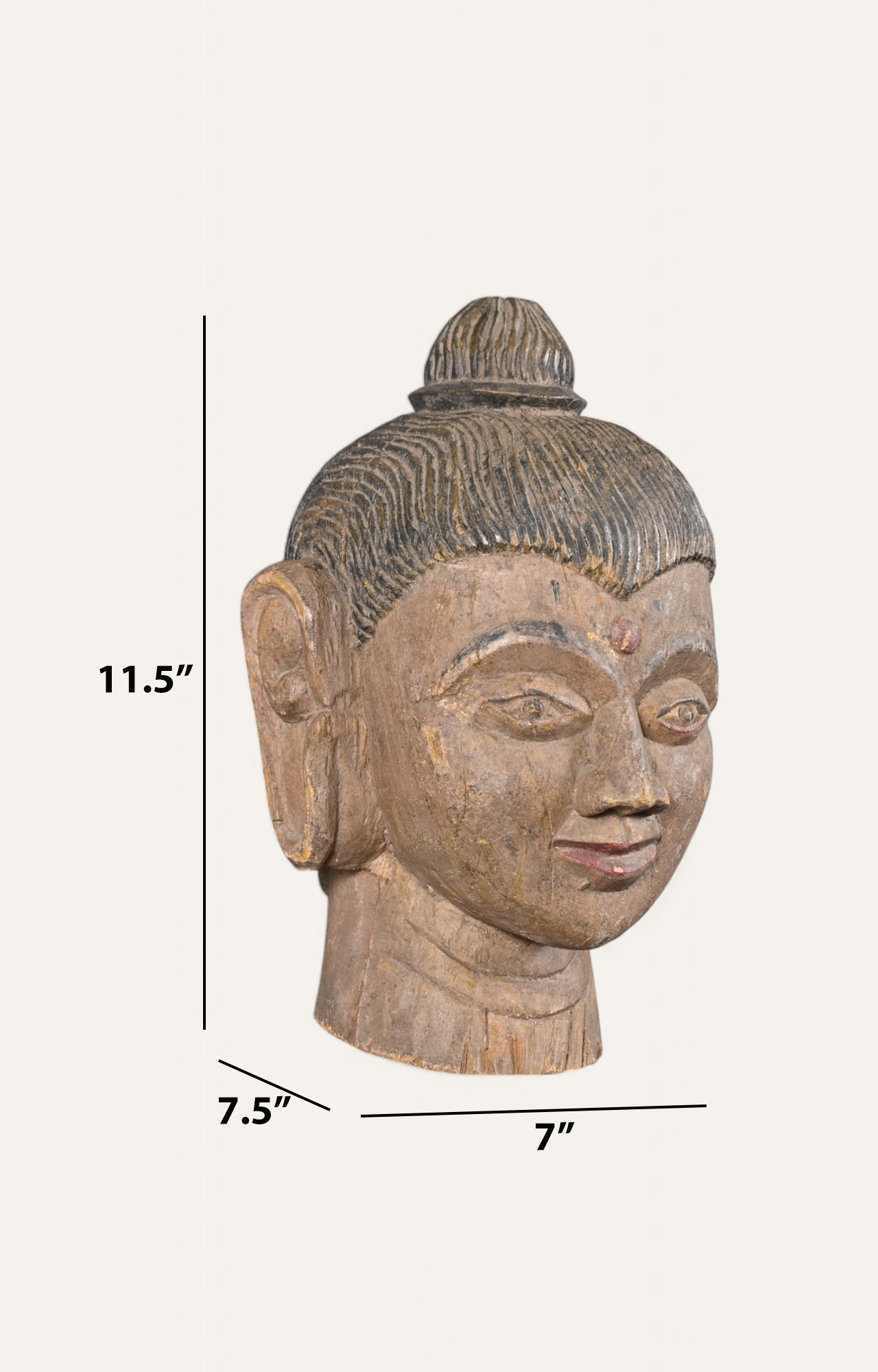 Hand-Carved Wooden Buddha Wall Mask – Vintage Aged Finish