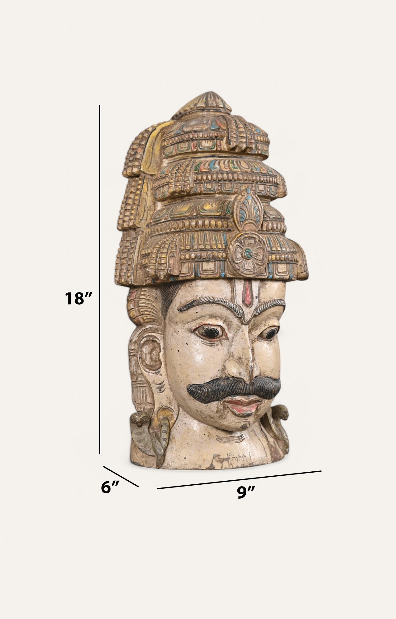 Guardian of Temples Hand-Carved Wooden Wall Mask