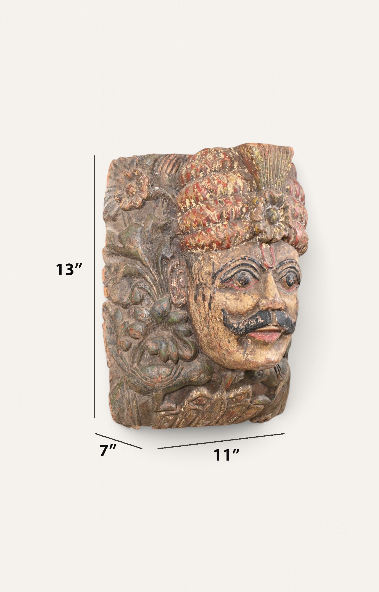 Regal Hand-Carved Wooden Mask