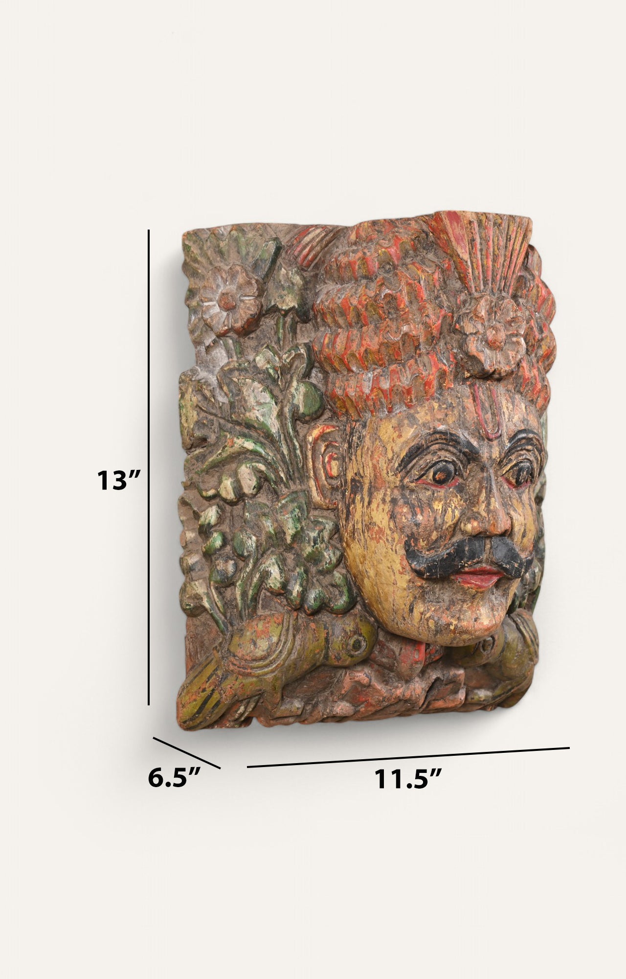 Rustic Hand-Carved Wooden Wall Mask
