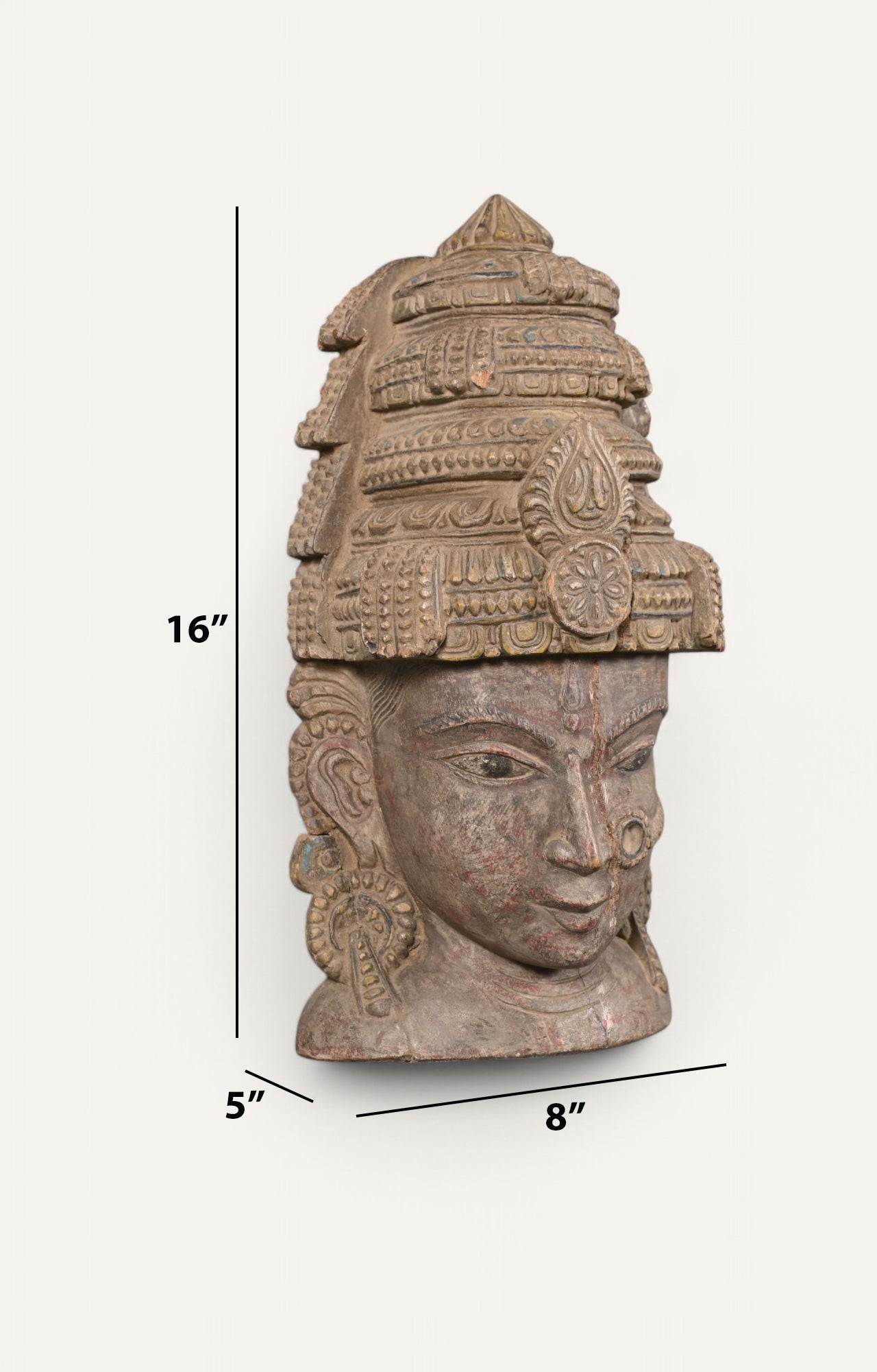 Rustic Hand-Carved Wooden Wall Mask