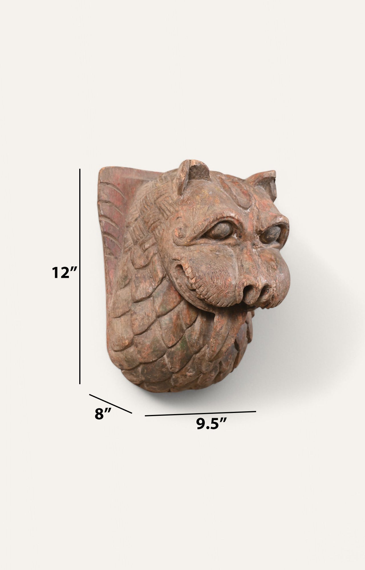 Hand-Carved Wooden Lion Mask