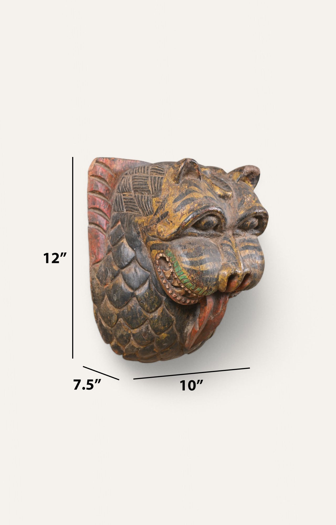 Hand Carved Tribal Tiger Wall Mask