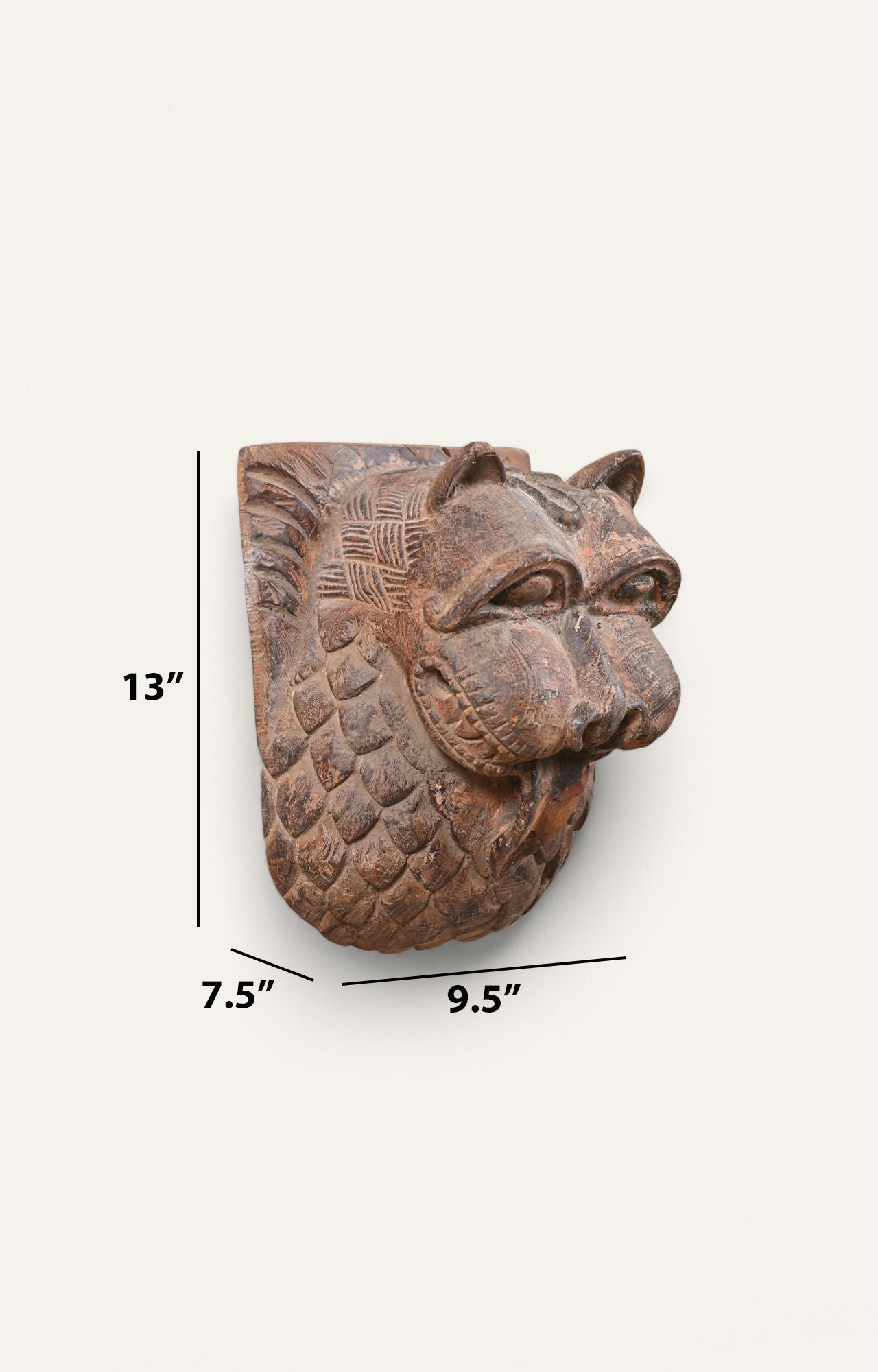 Hand-Carved Wooden Tiger Wall Mask