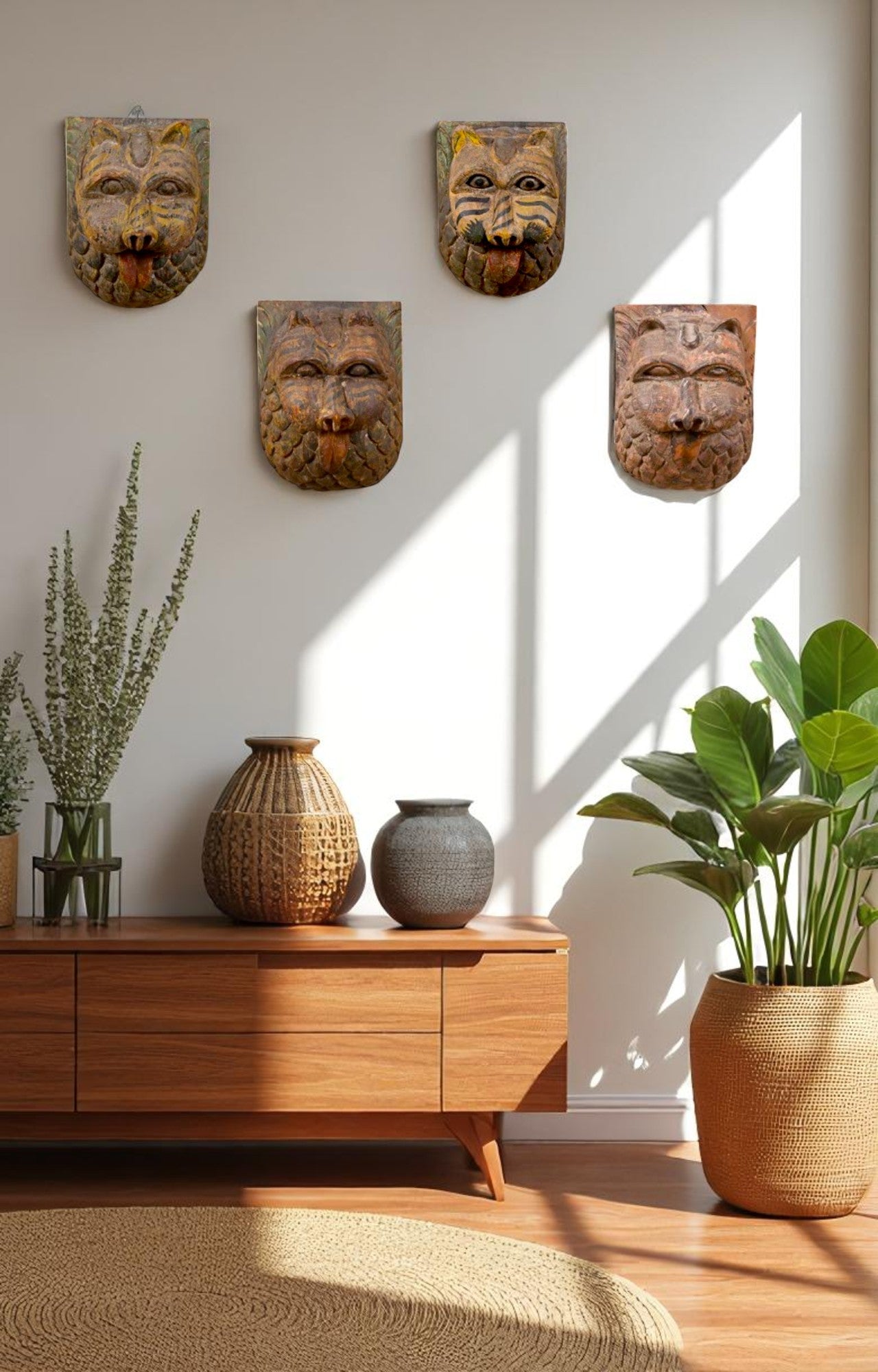 Traditional Wooden Tiger Wall Mask