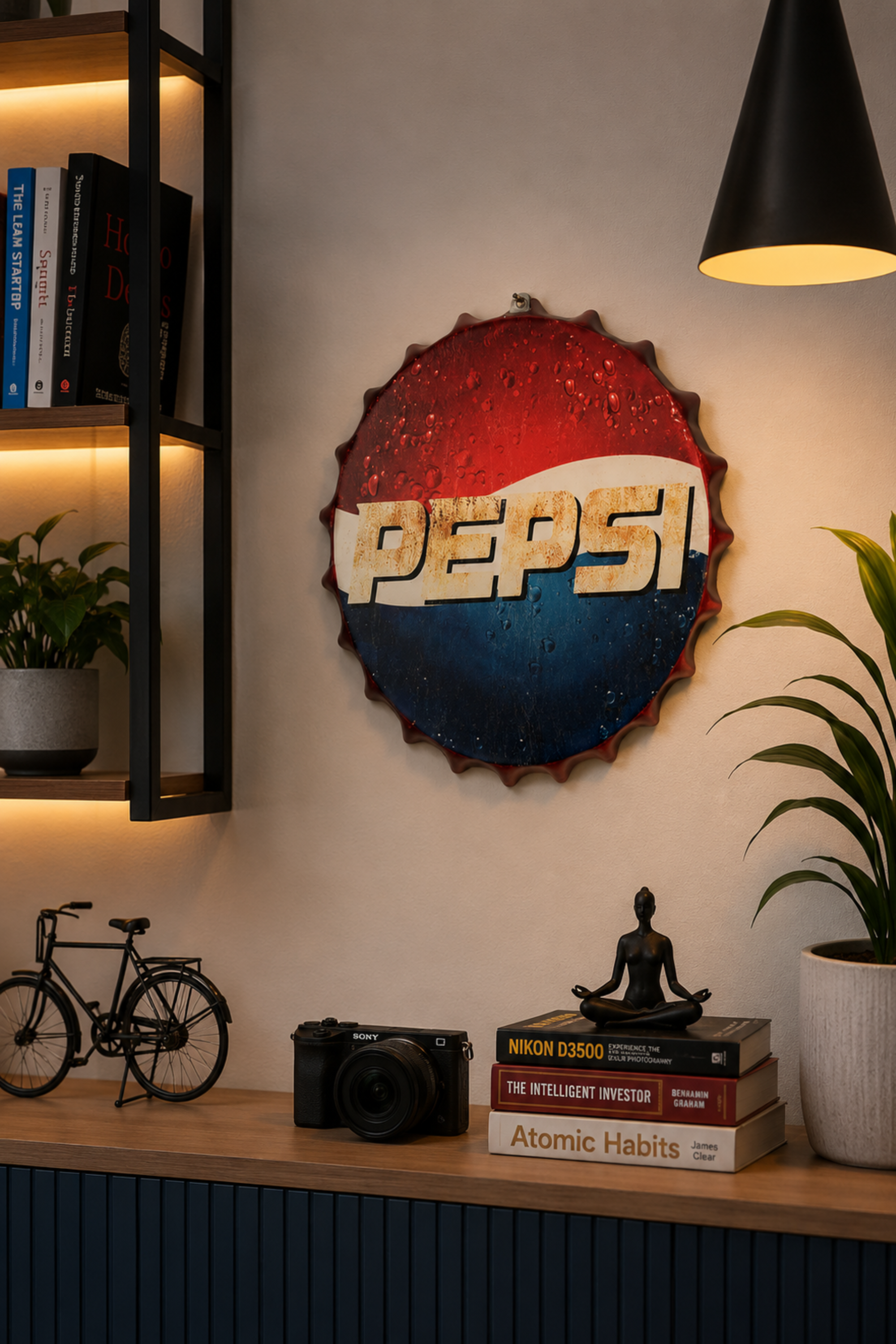 Pepsi Bottle Cap Shaped Vintage Metal Wall Board