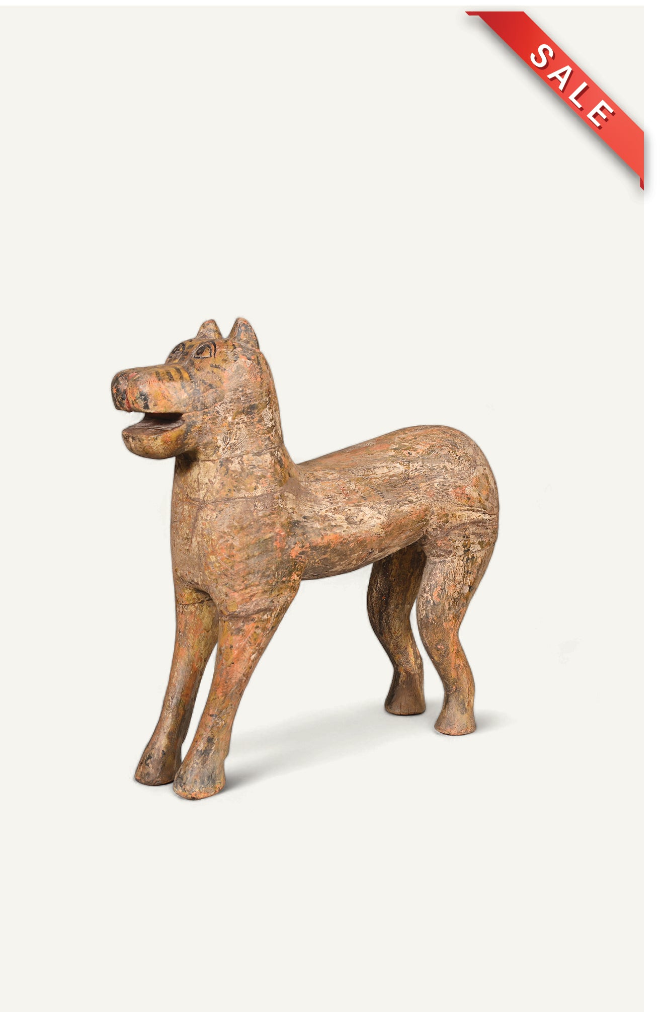 Charming Rustic Teak Wood Dog Figurine